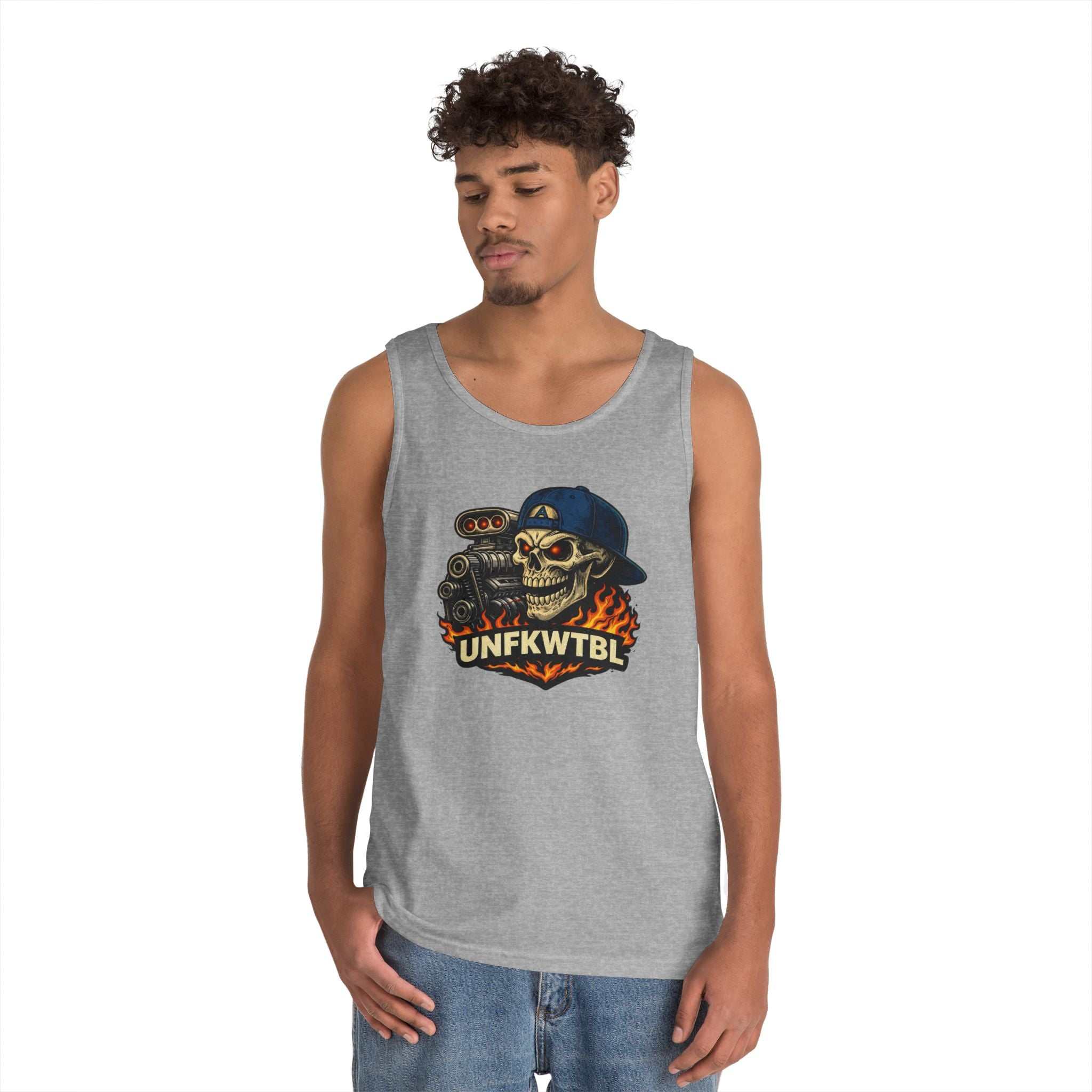 Skull Mechanic Tank Top — 'UNFKWTBL' Vintage Hot Rod Graphic