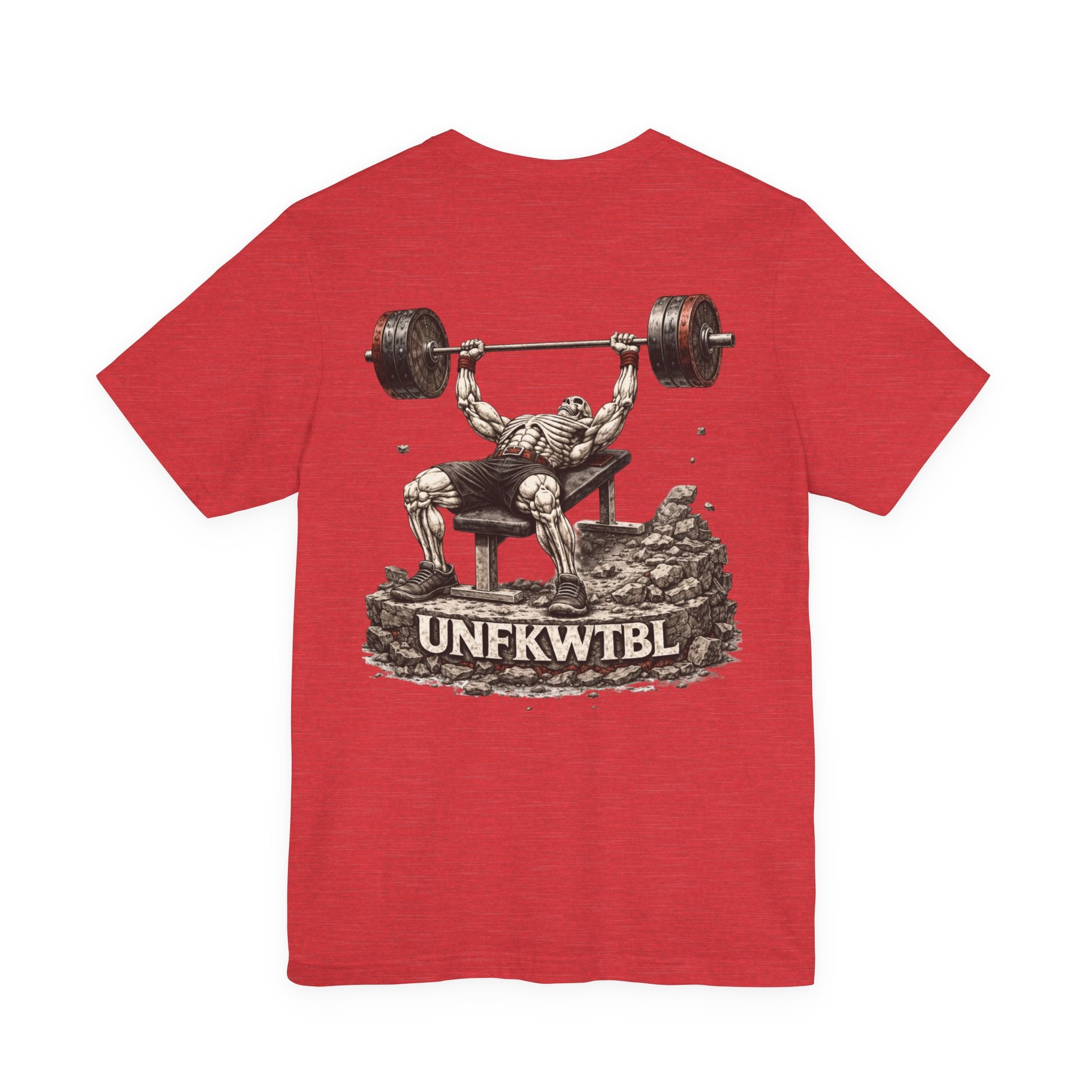 Weightlifting Tee — Vintage Bench Press Skull Design (UNFKWTBL)