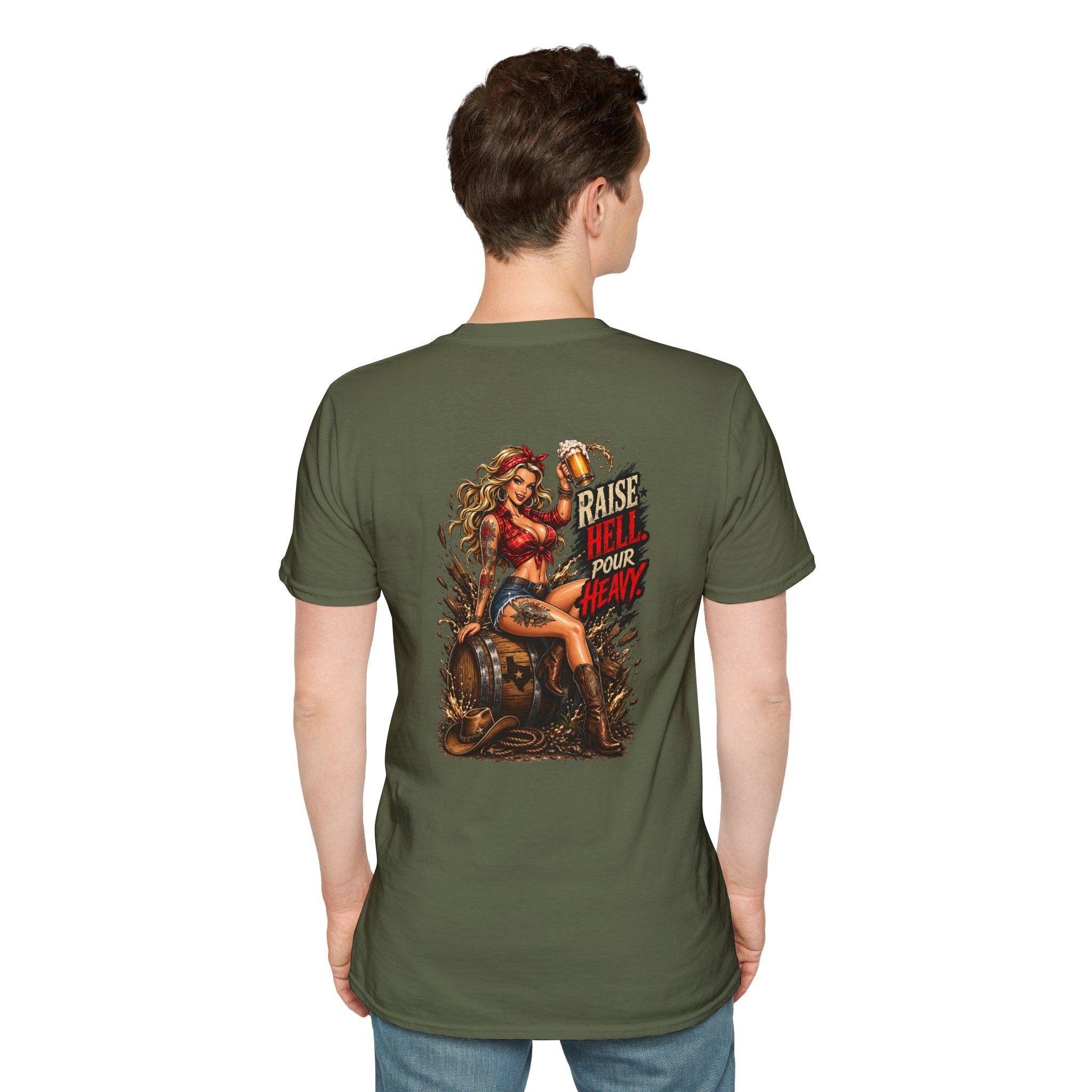 Raise Hell Pour Heavy T-Shirt — Vintage Pinup Barrel Racing Shirt