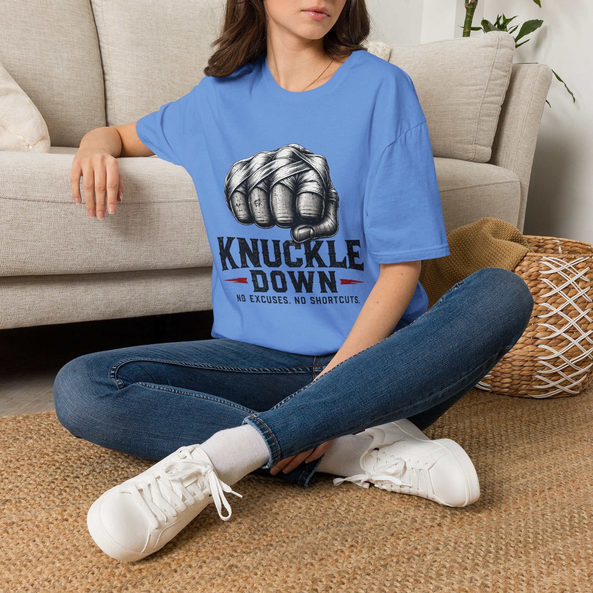 T-Shirt — Knuckle Down Fist Graphic Tee (No Excuses, No Shortcuts)
