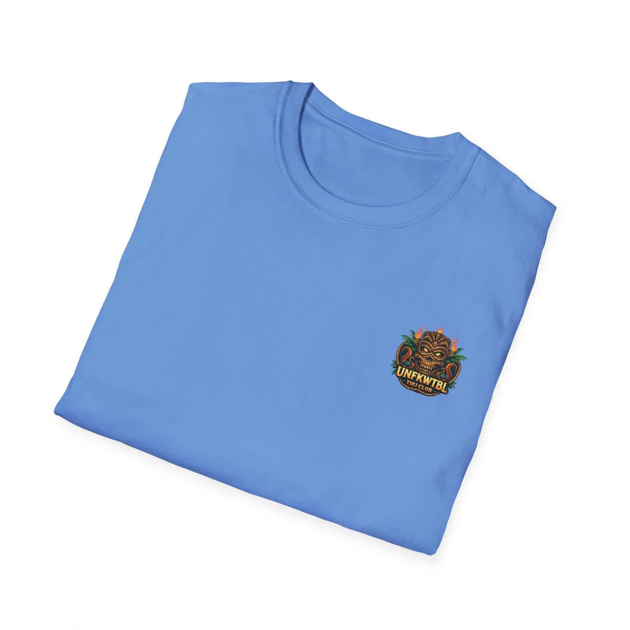 Retro "Bad Vibes Only" t-shirt with reclining mermaid and tropical sunset design for positive summer vibes