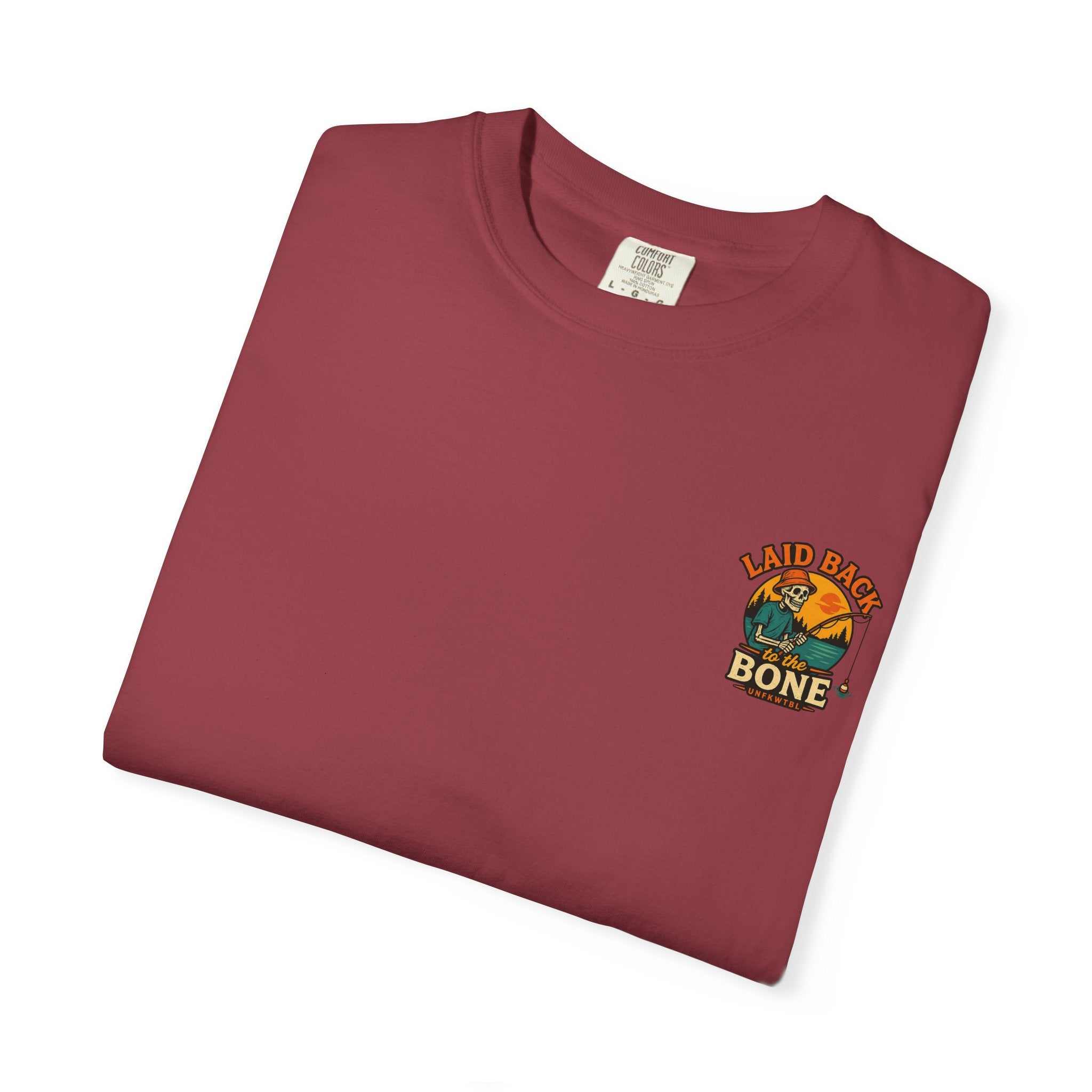 Couldn't Care Less T-Shirt — Retro Skeleton Fishing Graphic Tee