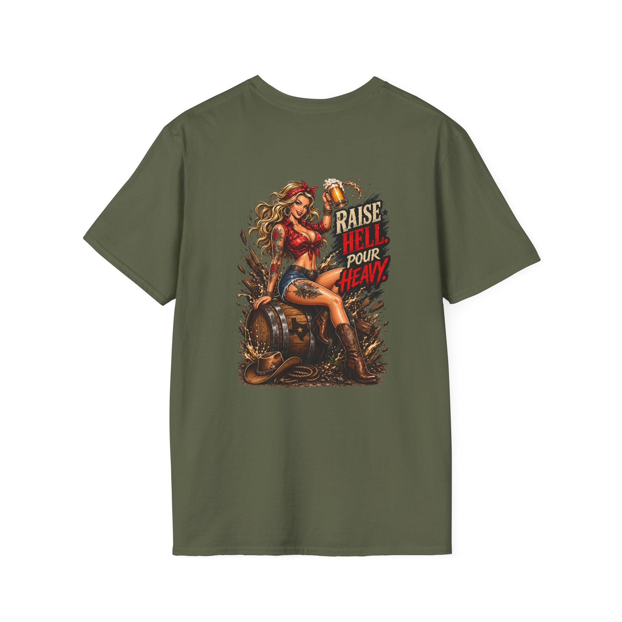 Raise Hell Pour Heavy T-Shirt — Vintage Pinup Barrel Racing Shirt