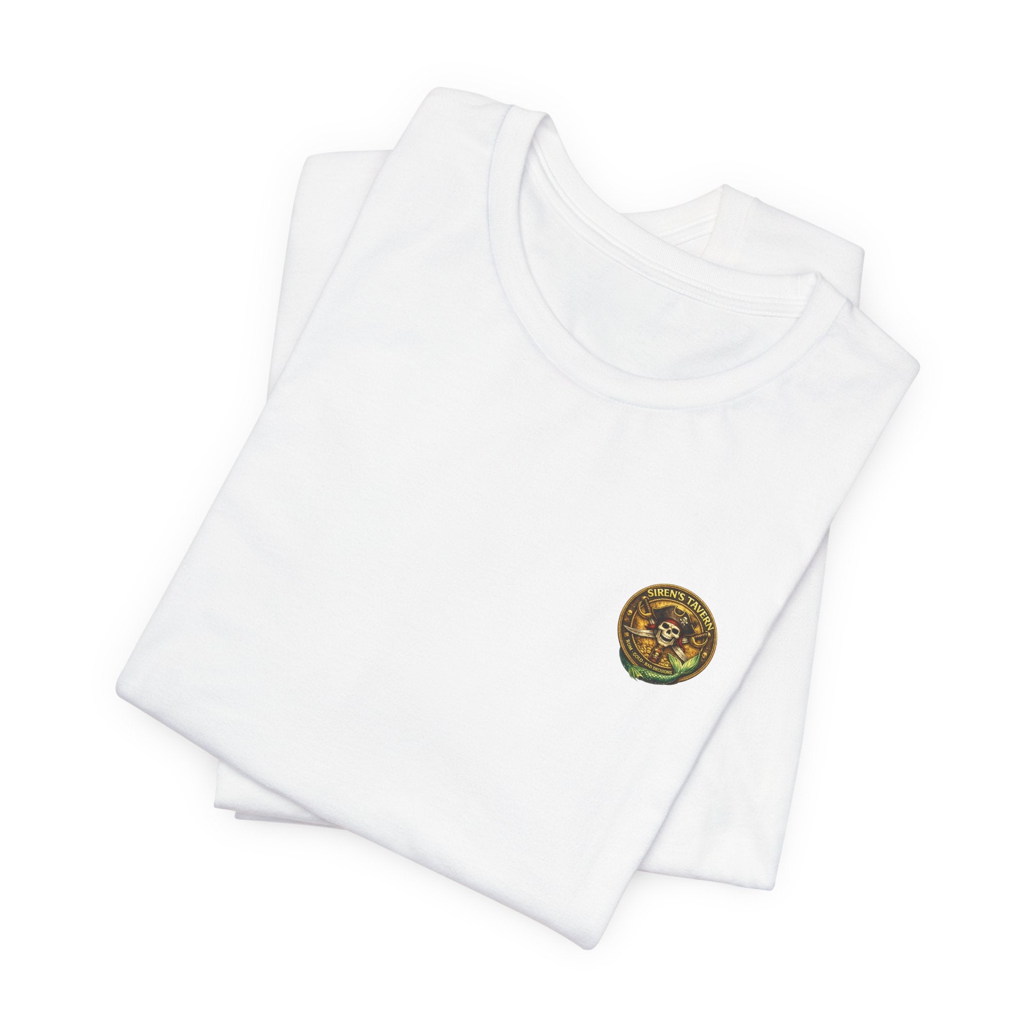 Pirate Skeleton & Mermaid Graphic Tee — Nautical Skull Crew Neck Shirt