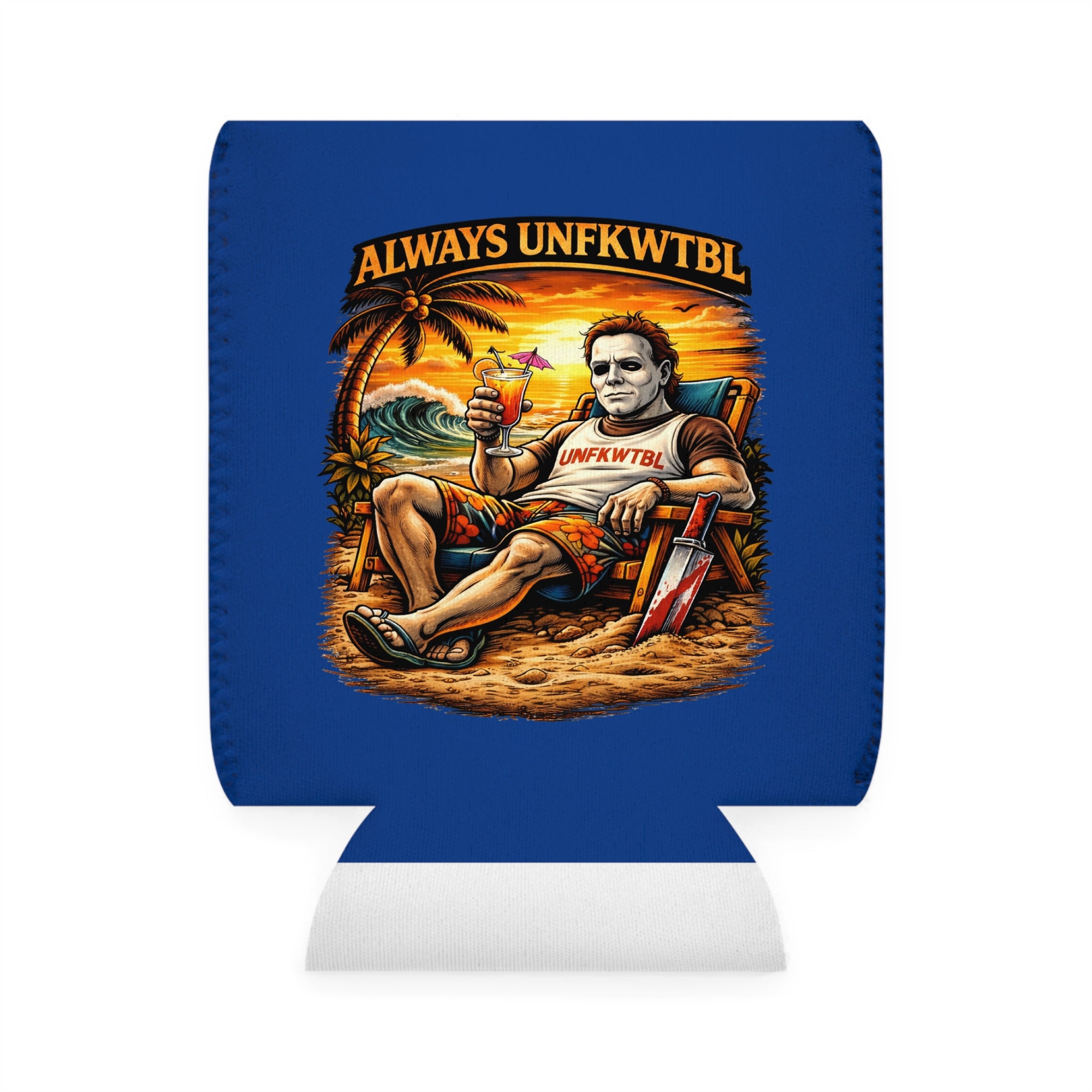 Stay Cold Can Cooler Sleeve – "Remain UNFUKWTBL" Beach Skull Beer Koozie
