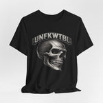 Skull Graphic Tee with 'UNFKWTBL' Banner — Gothic Skull T-Shirt