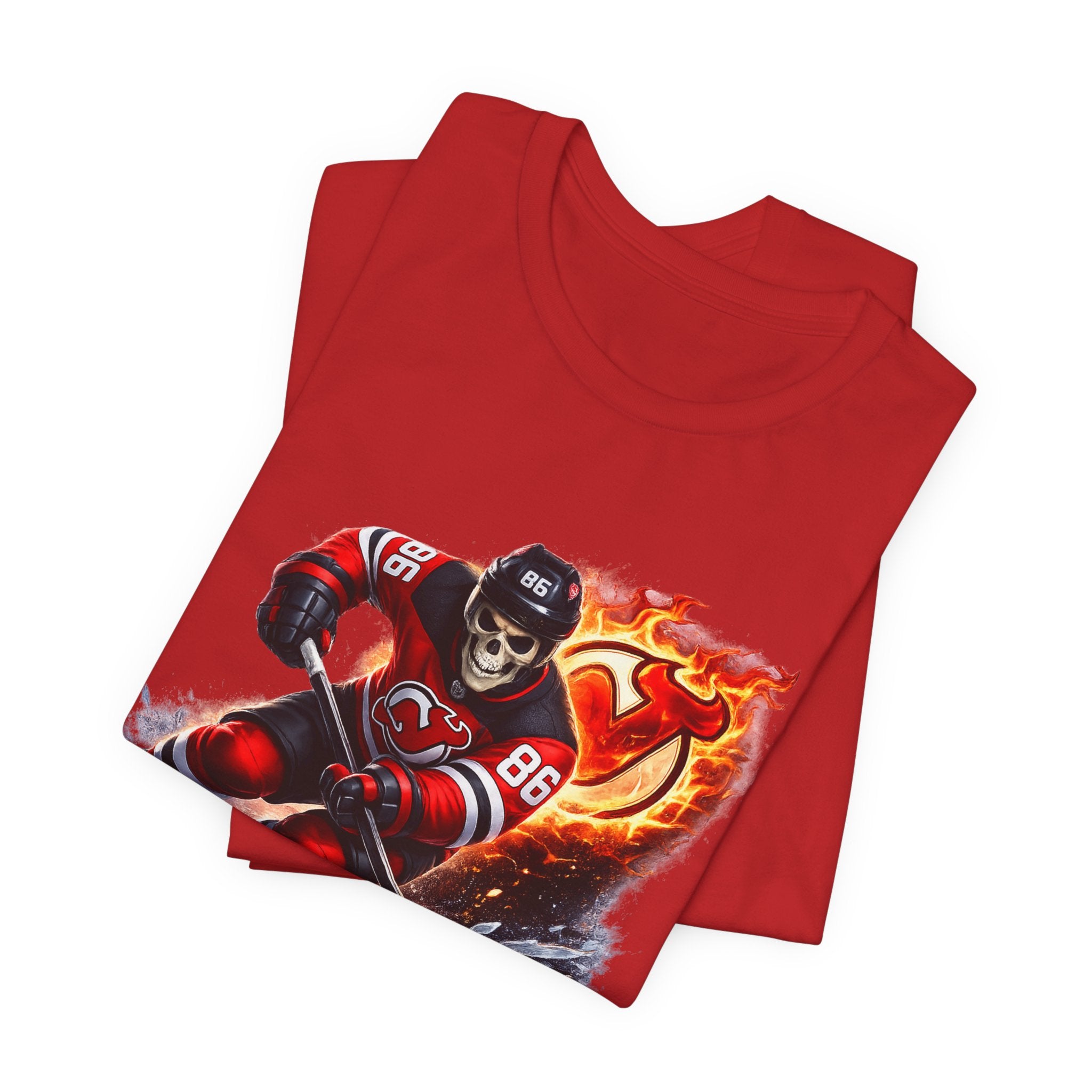 Flaming Hockey Player Graphic Tee