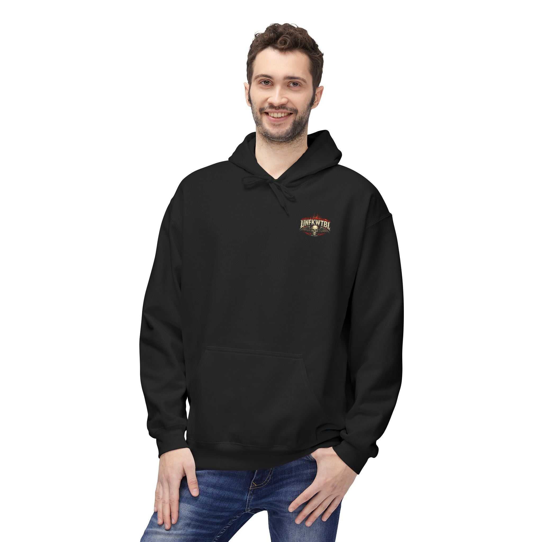 Vintage skull band emblem biker aesthetics hoodie with gothic style and relaxed fit