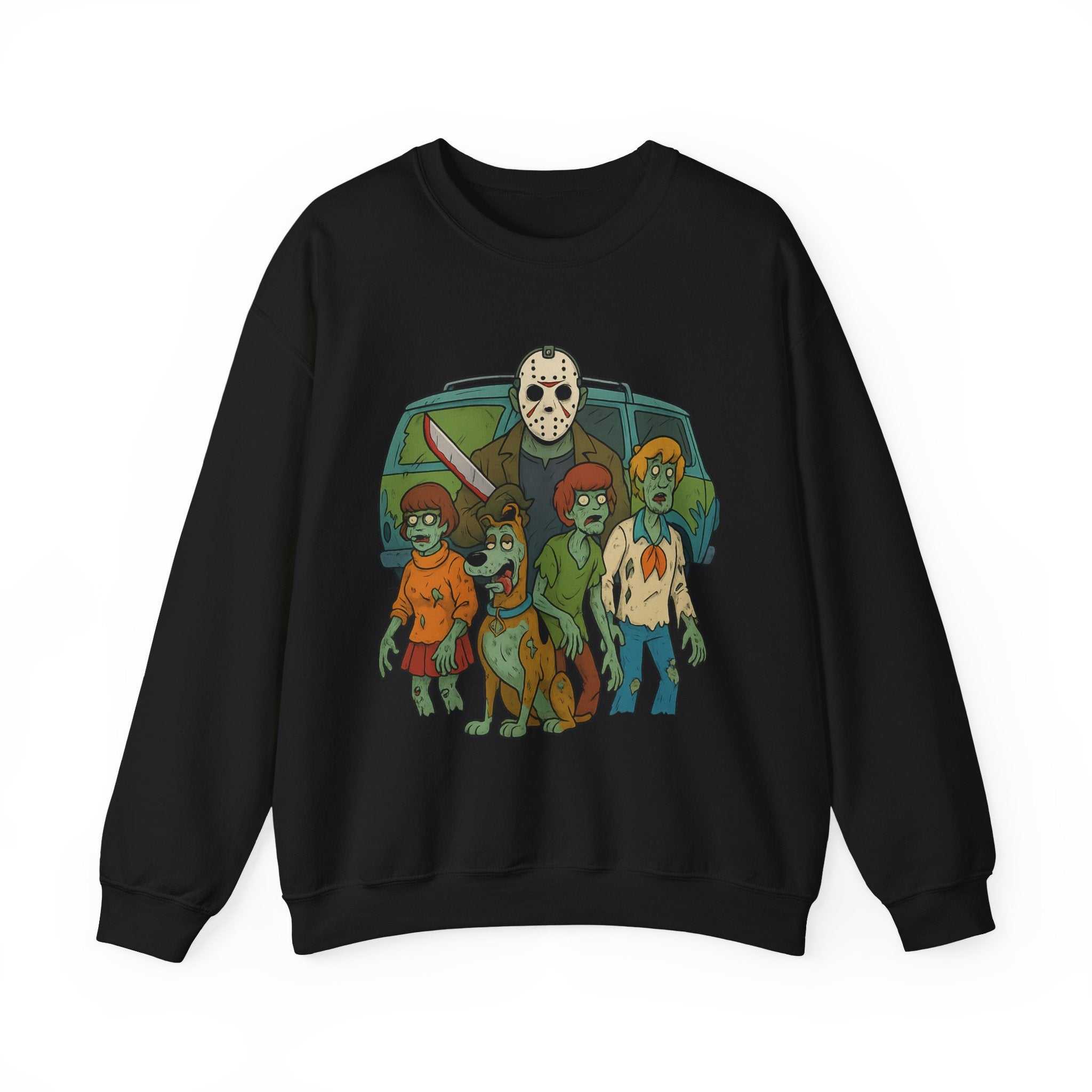 Unisex zombie theme crewneck sweatshirt for Halloween and horror fans