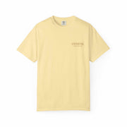 Medusa Beauty Unisex T-shirt in soft yellow with small UNFKWTBL logo, made of 100% ring-spun cotton, relaxed fit, crew neckline.