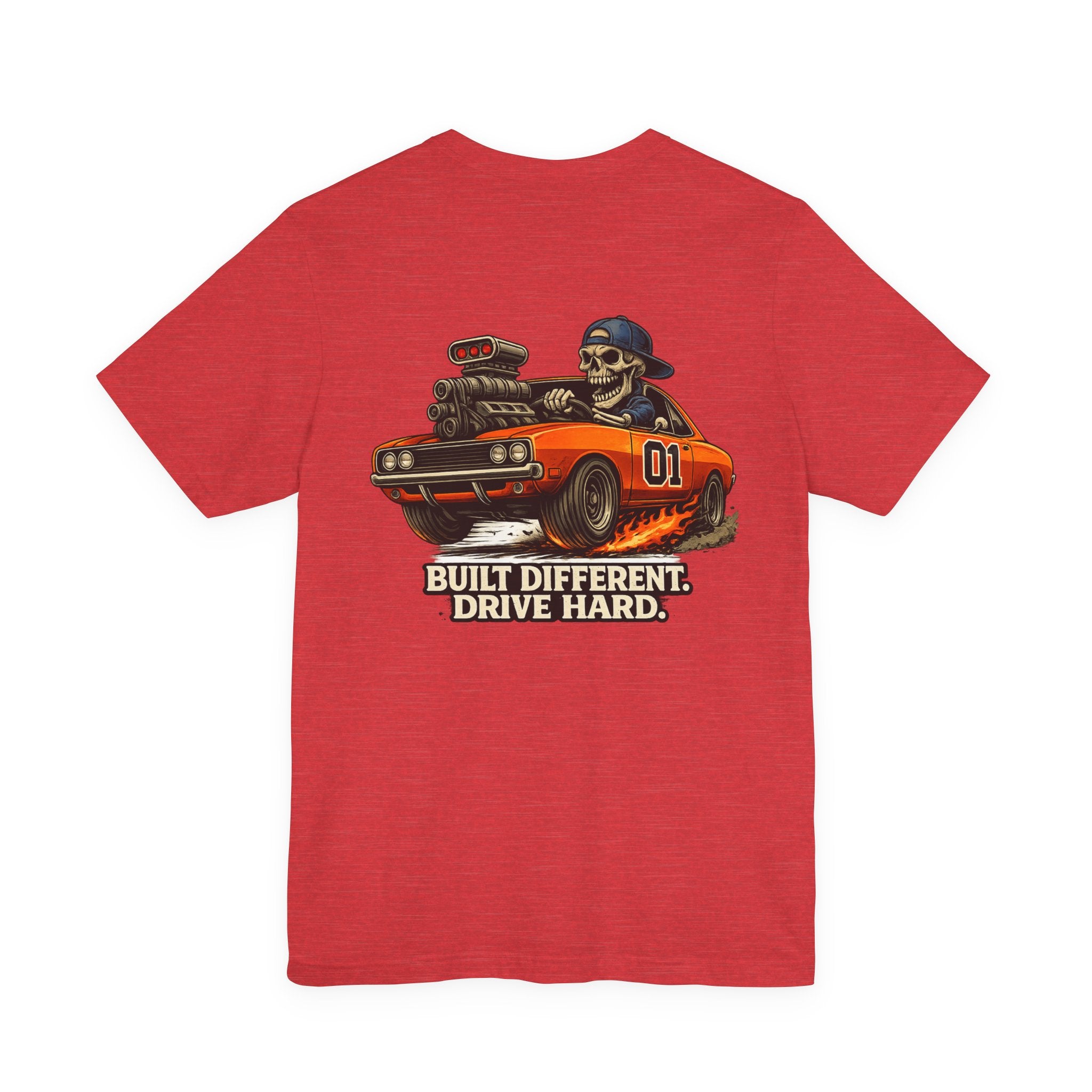 Muscle Car Skull Tee — "Built Different. Drive Hard." Graphic T-Shirt