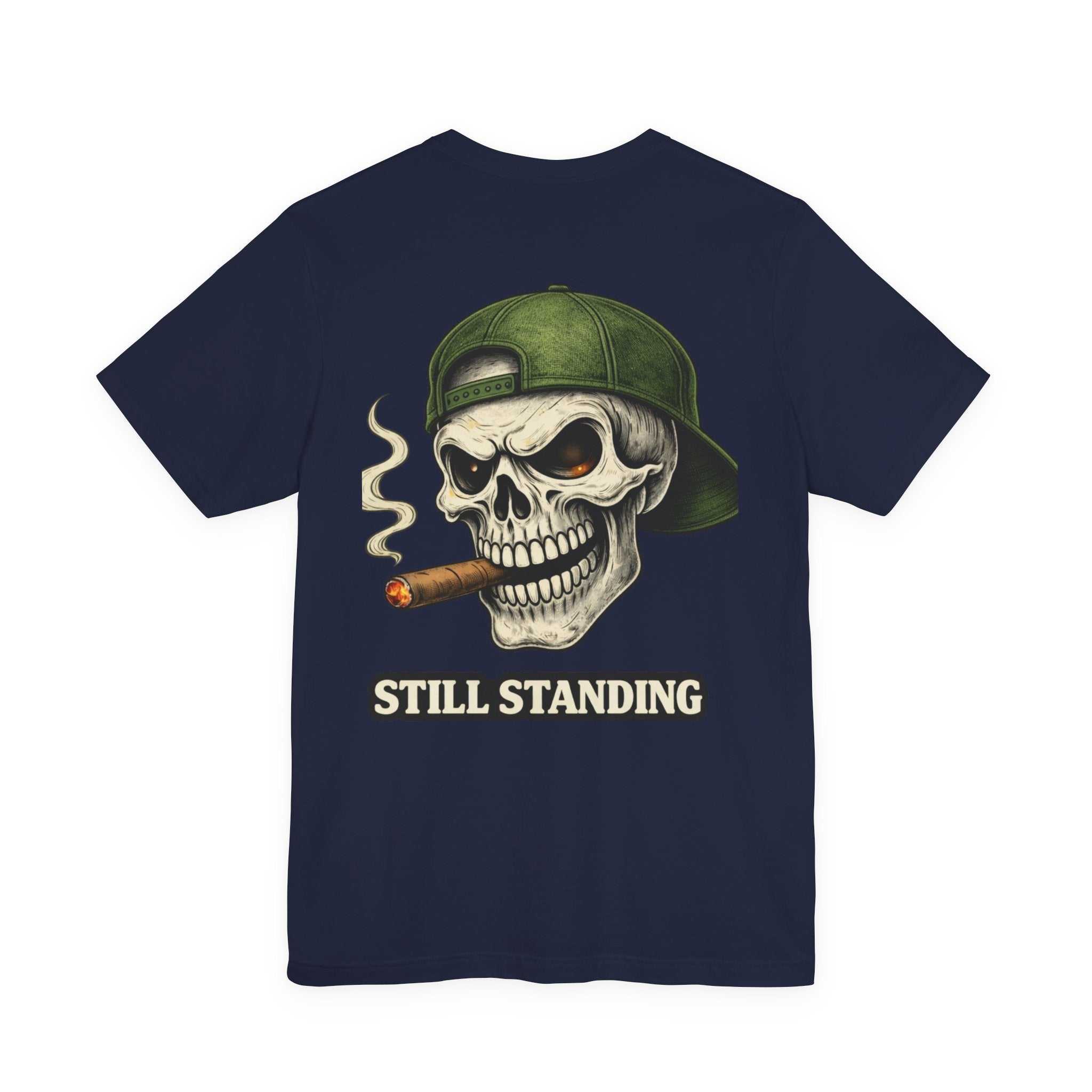 Still Standing Skull Tee — Vintage Military Skull Smoking Cigar T-Shirt