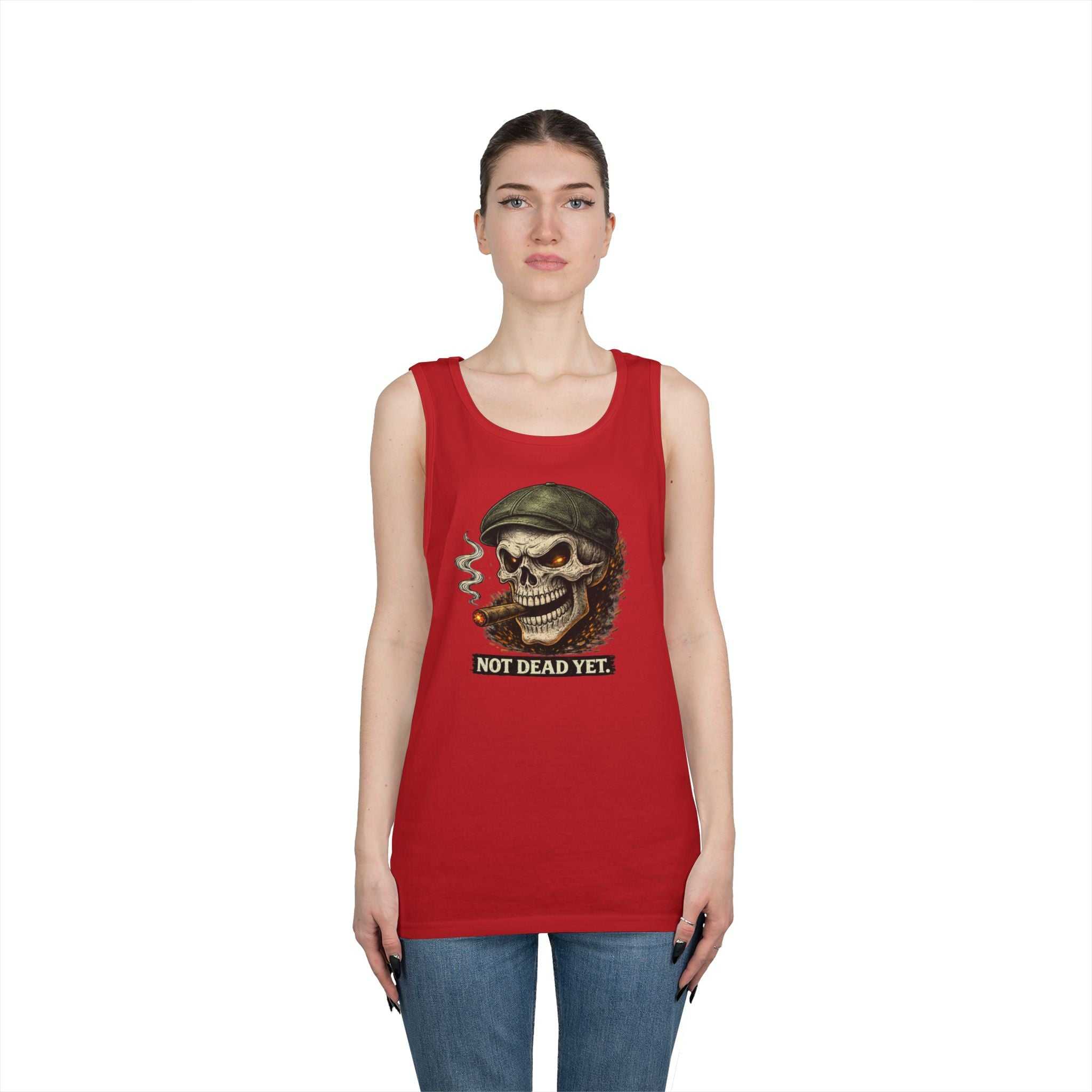 Tank Top — 'Not Dead Yet' Smoking Skull Graphic