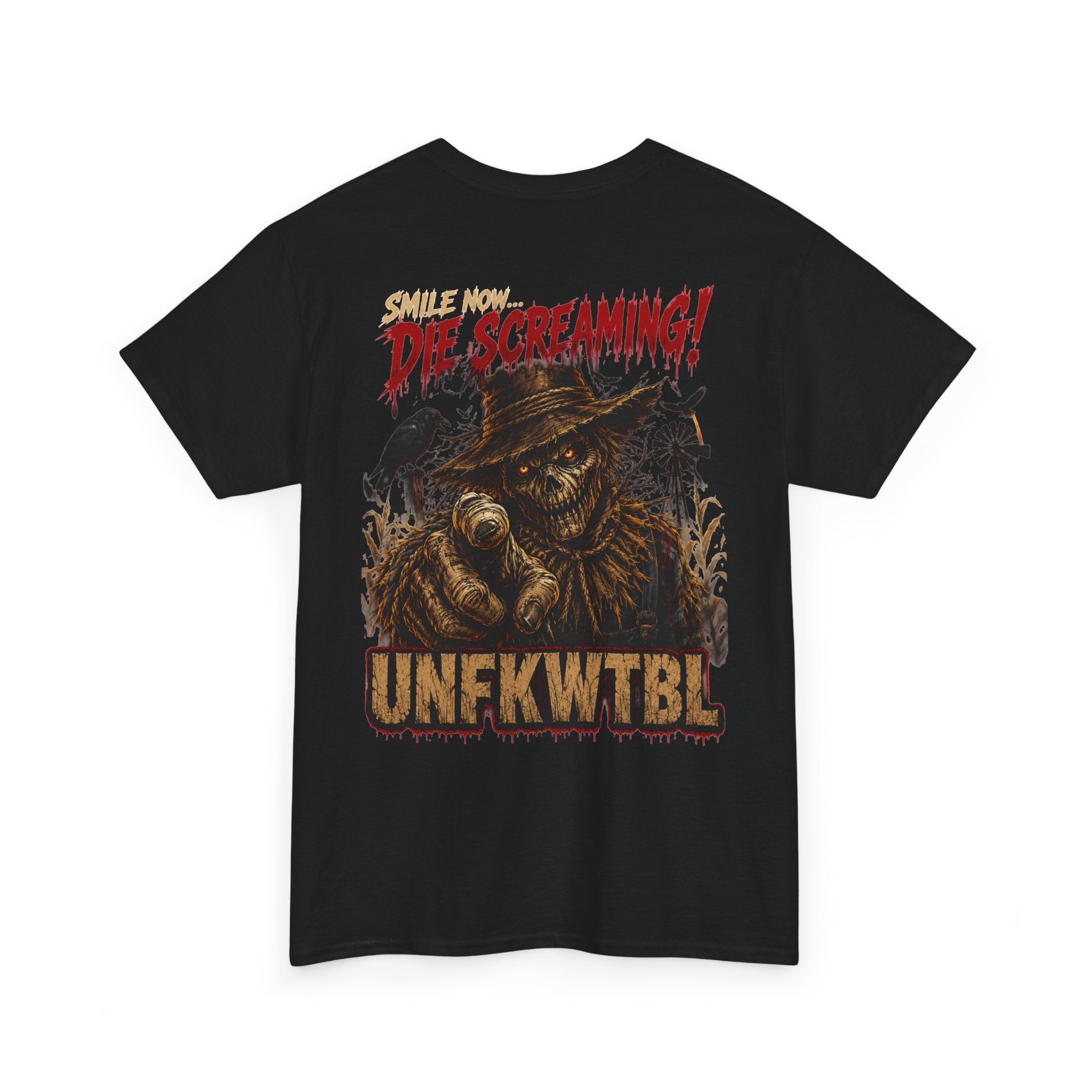 Horror Graphic Tee — "They’re Screaming" Scarecrow Design (UNFKWTBL)