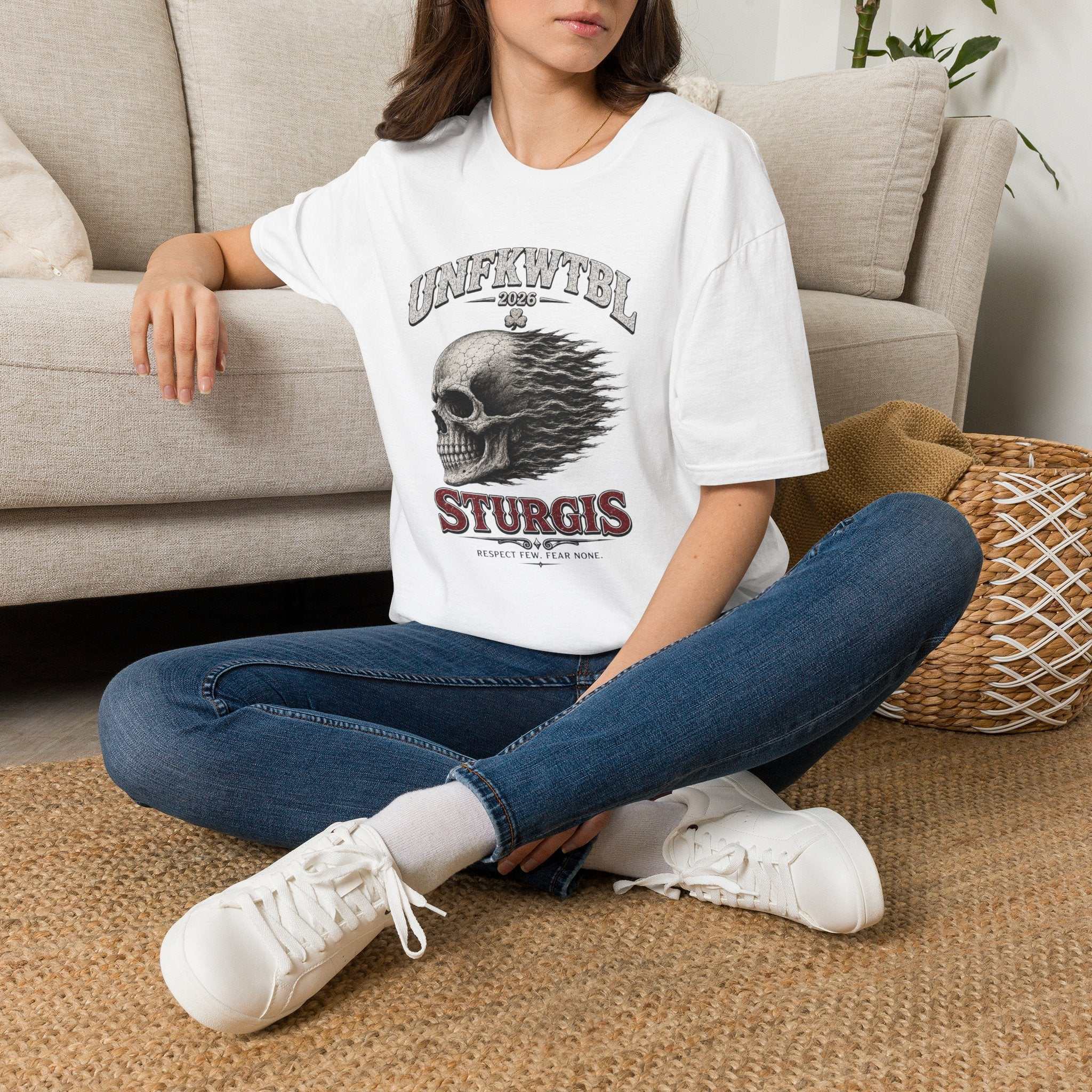 Skull Flame Sturgis T-Shirt — UNFKWTBL 2026 Motorcycle Rally Tee
