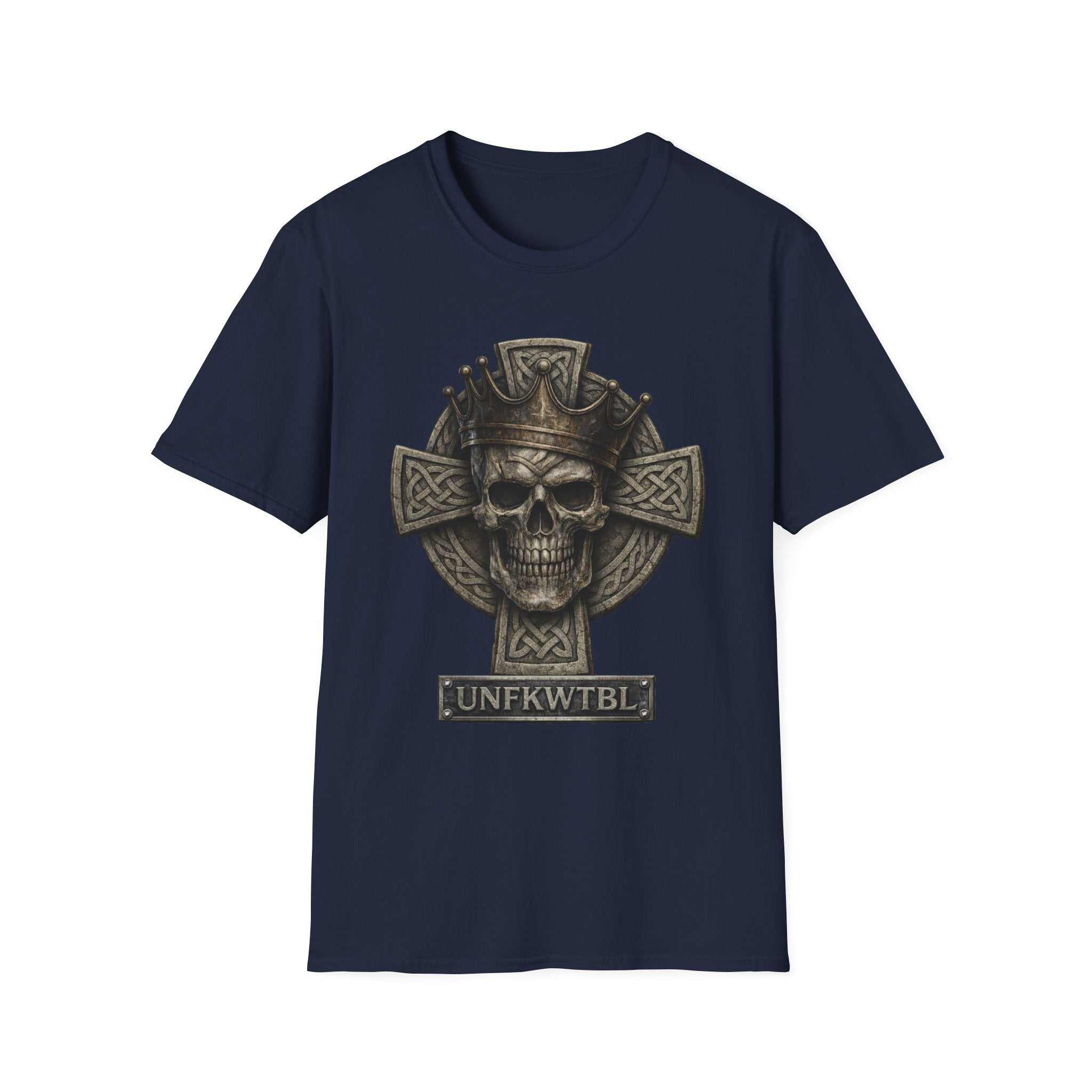 Skull King Cross T-Shirt — Gothic Celtic Crown Graphic Tee