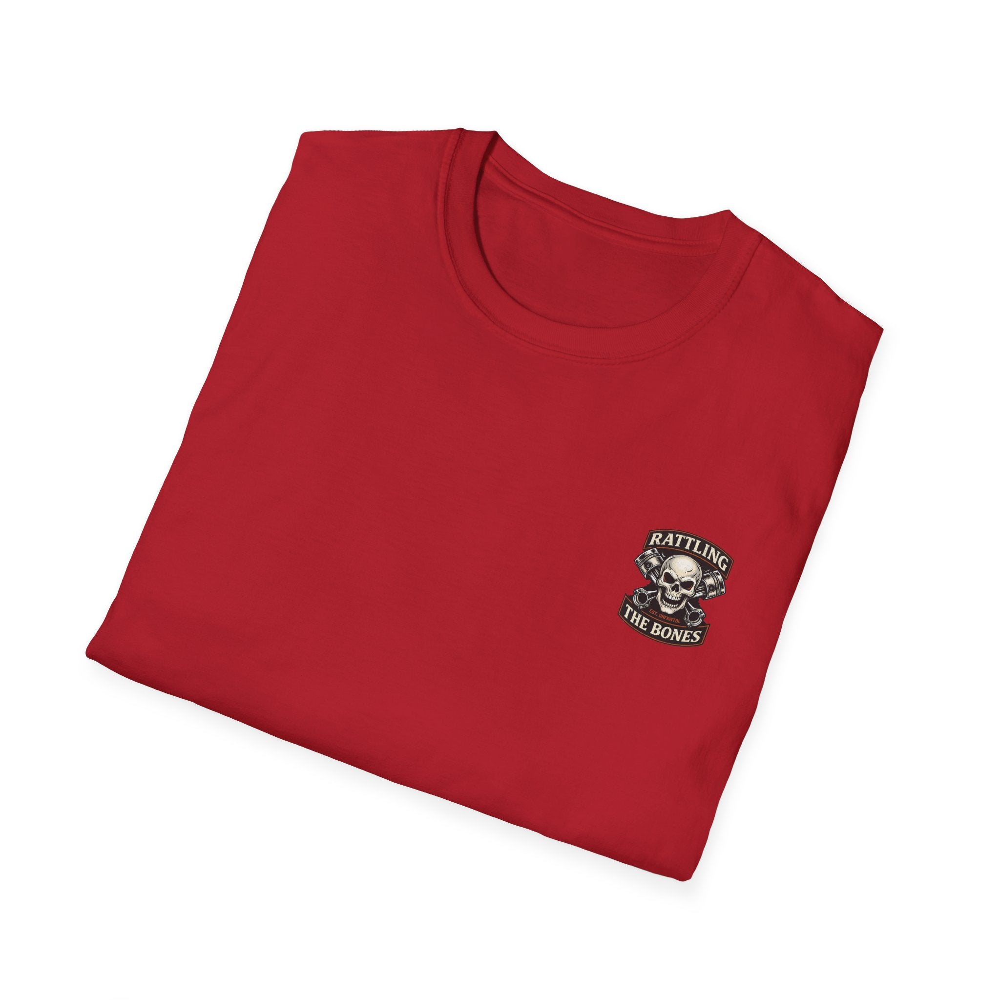 Rattling the Bones Hot Rod T-Shirt — "No Brakes, No Mercy" Skull Car Graphic Tee