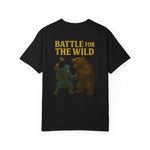 Unisex Adventure Battle T-Shirt with wildlife graphic, soft garment-dyed fabric, ideal for nature lovers and outdoor style gifts