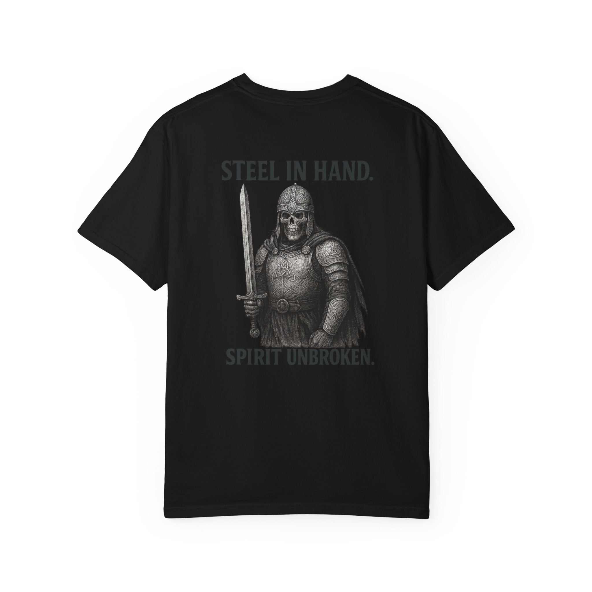 Celtic warrior fallen battle design garment-dyed t-shirt made of soft US cotton