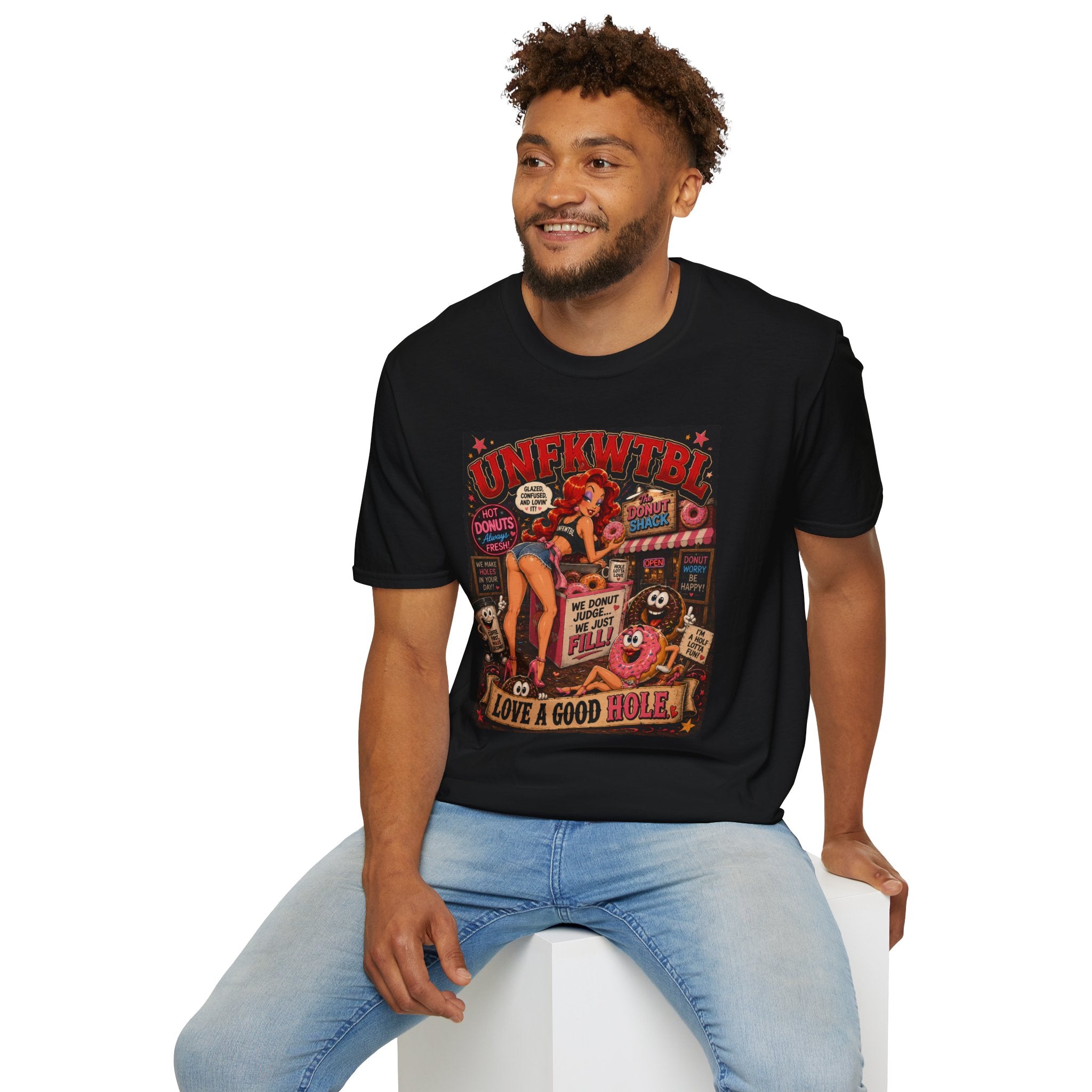 Retro Donut Shop Pinup T-Shirt — 'UNFKWTBL' Vintage Diner Graphic Tee