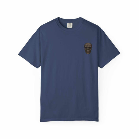 Savage Spirit Graphic T-Shirt navy unisex vintage tee with skull design, casual comfort apparel