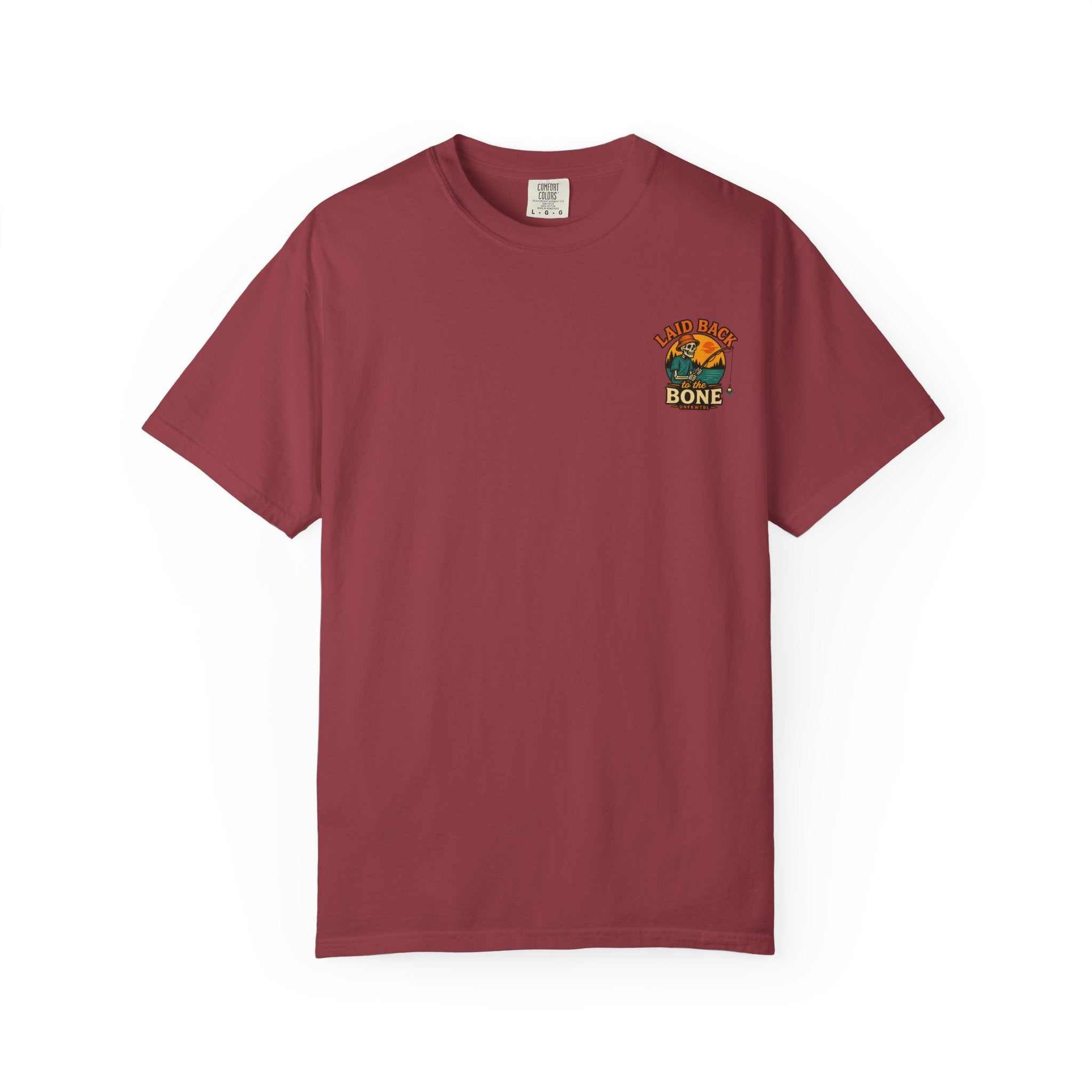 Couldn't Care Less T-Shirt — Retro Skeleton Fishing Graphic Tee