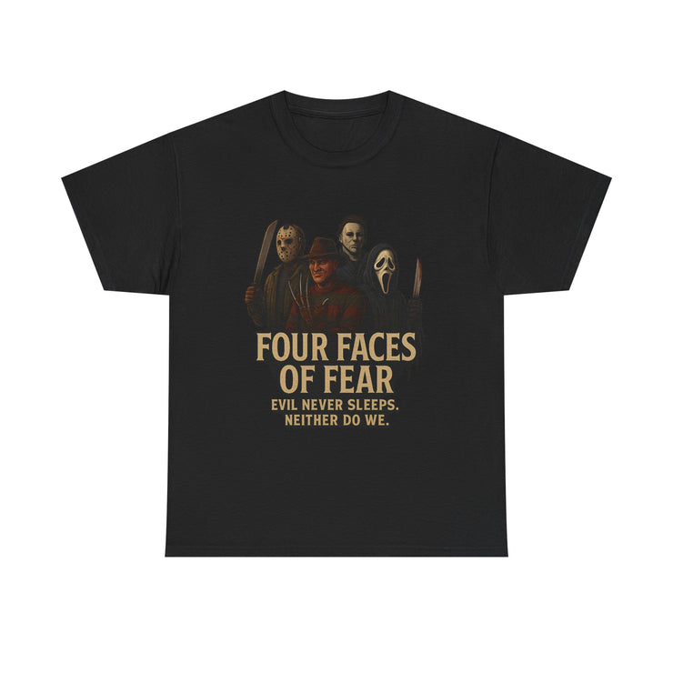 Horror Villains Unisex Tee - Faces of Fear Michael Freddy Jason Ghostface