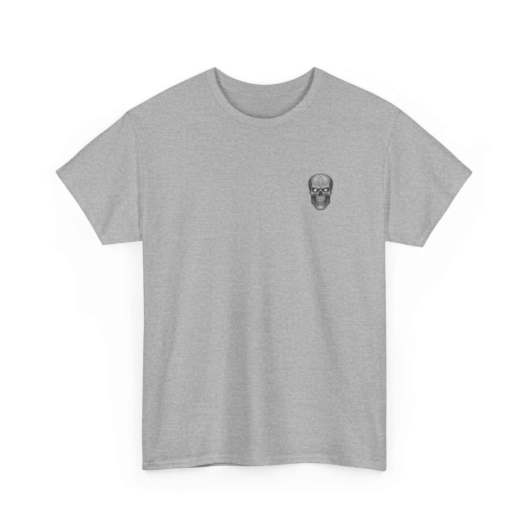 Unisex heavy cotton tee with bold skull graphic, edgy and comfortable statement shirt ideal for casual wear and gifting