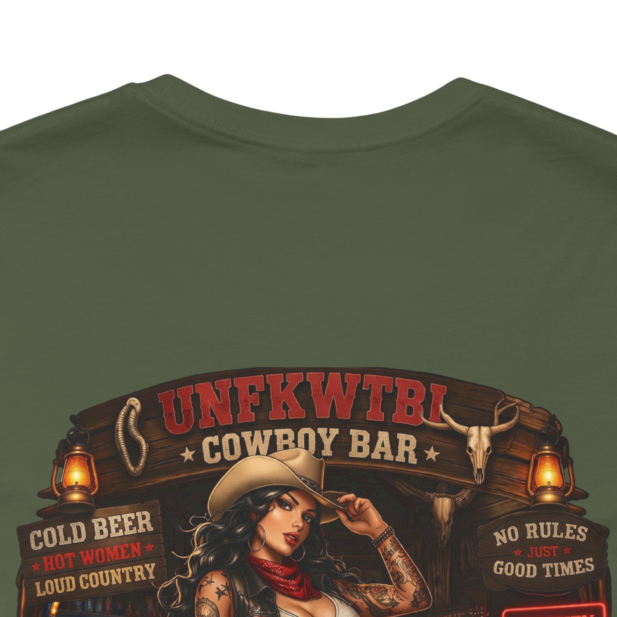 Biker Bar Graphic Tee — "Raise Hell, Drink Well" Vintage Pinup T-Shirt