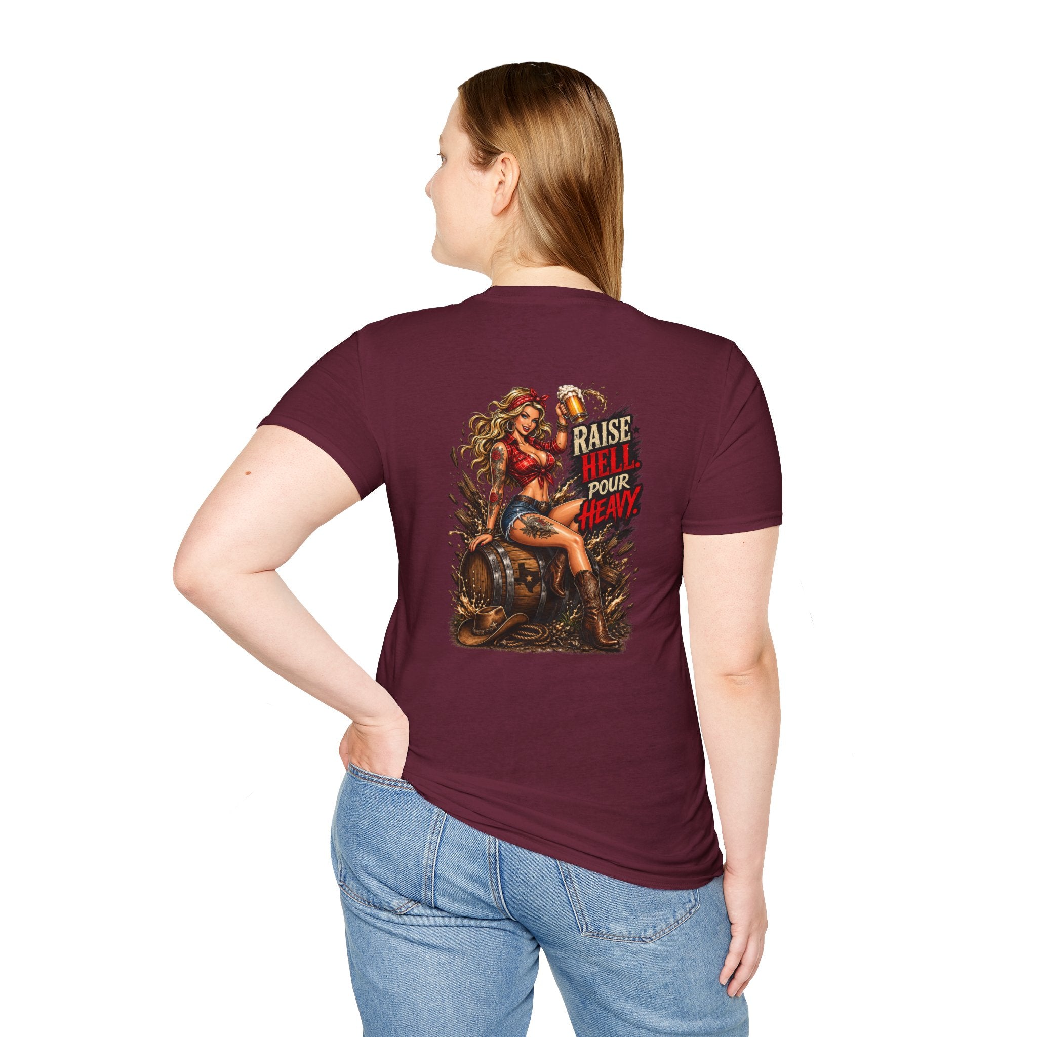 Raise Hell Pour Heavy T-Shirt — Vintage Pinup Barrel Racing Shirt