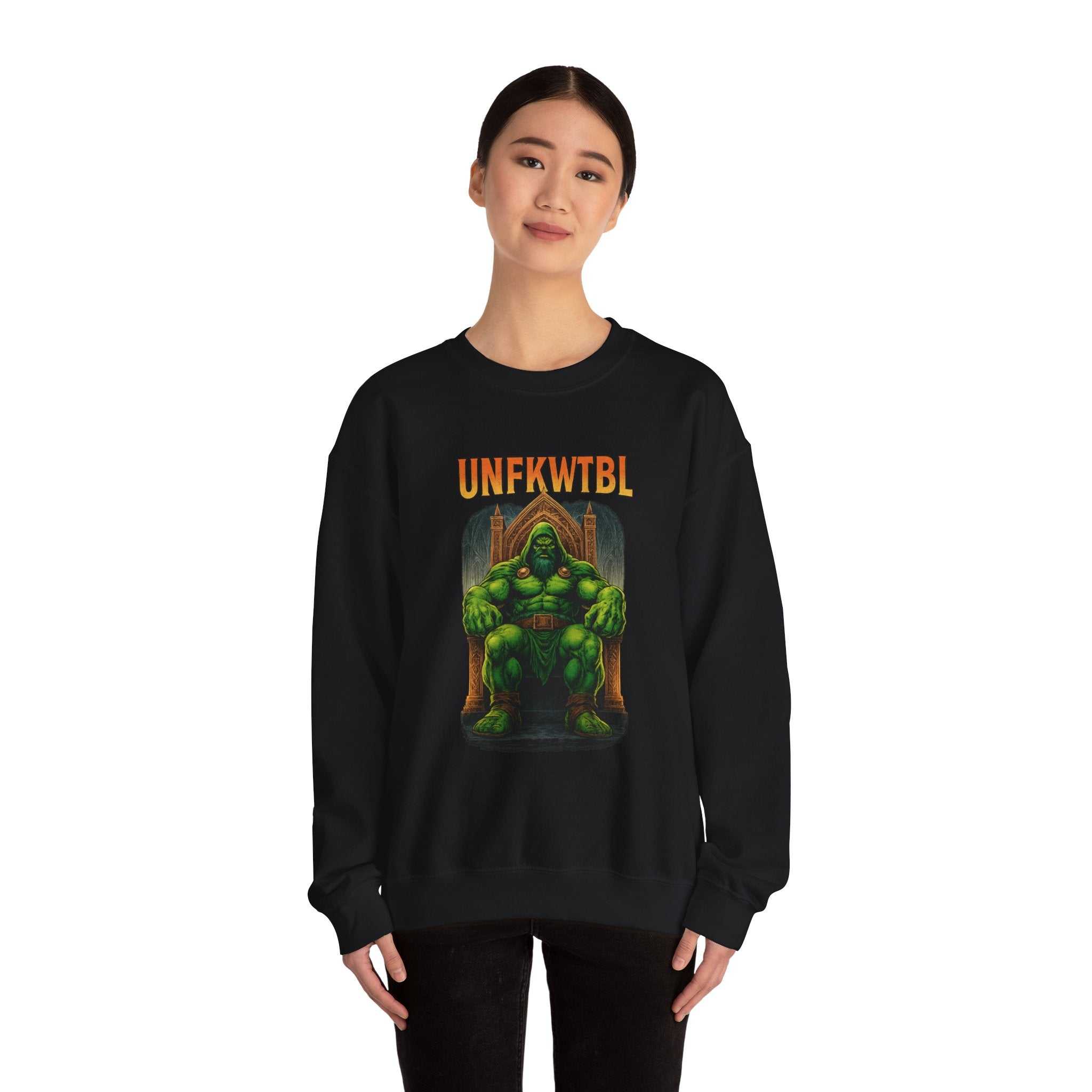 Unisex Norse Beast Heavy Blend Sweatshirt with mythical Norse beast design on cozy crewneck