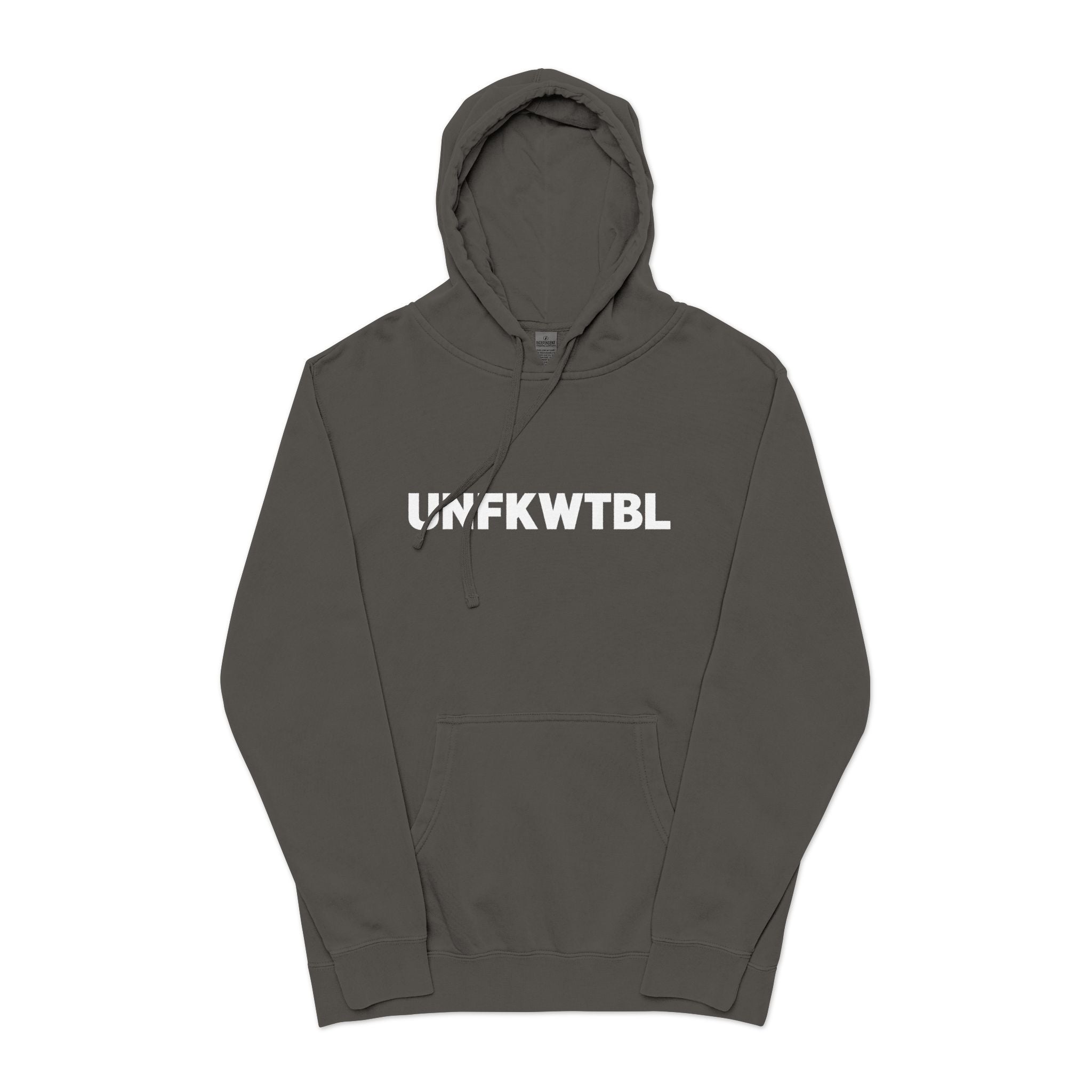 UNFKWTBL Pigment-Dyed Hoodie — Distressed Stencil Logo & Clover Back