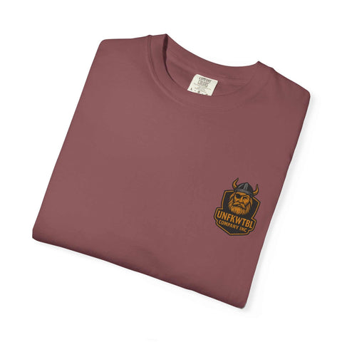 Unisex garment-dyed t-shirt in maroon with Beast King vintage graphic and logo, casual eco-friendly cotton tee for gamers and unique style enthusiasts.