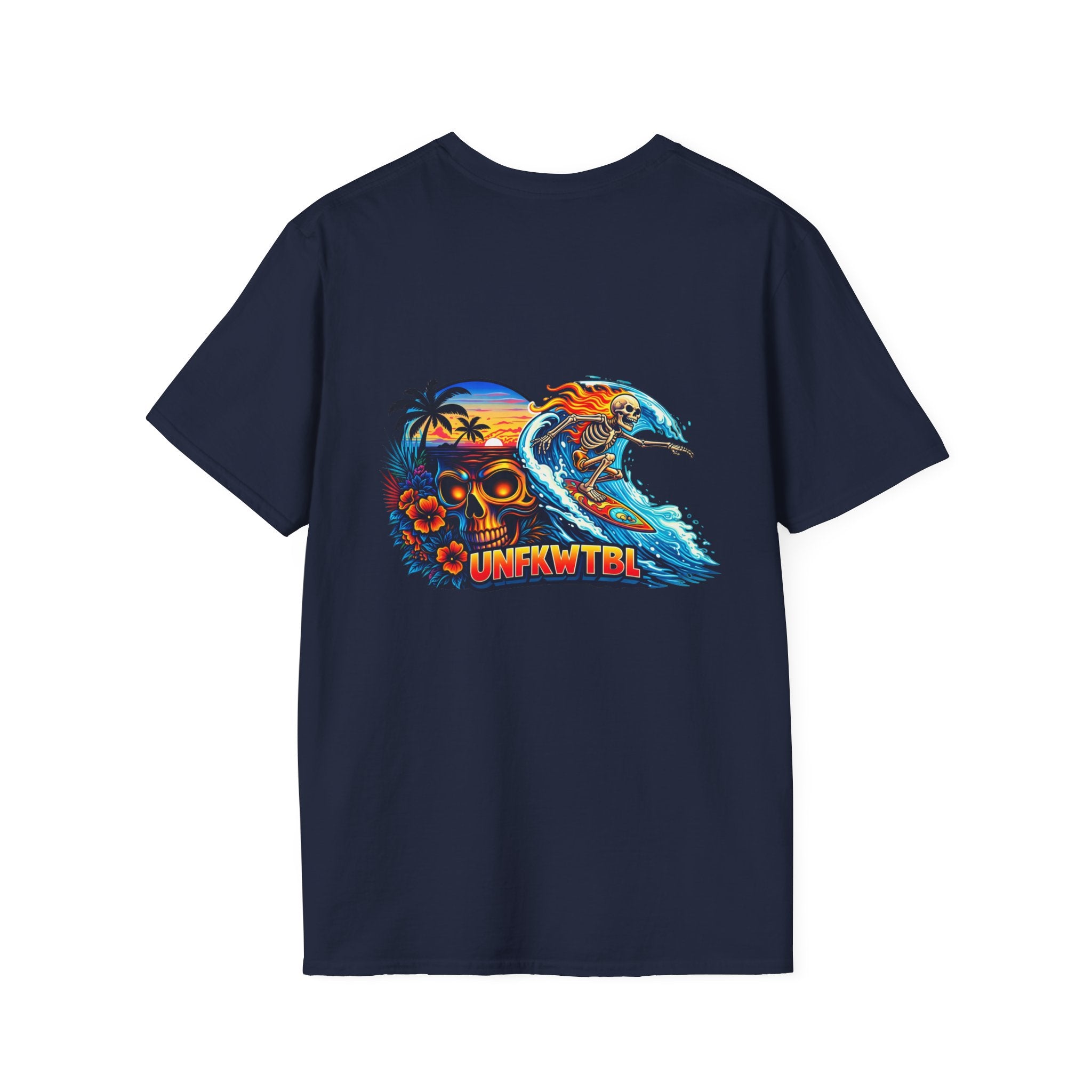 Skull Wave T-Shirt — Tropical Surf Graphic with 'UNFKWTBL'