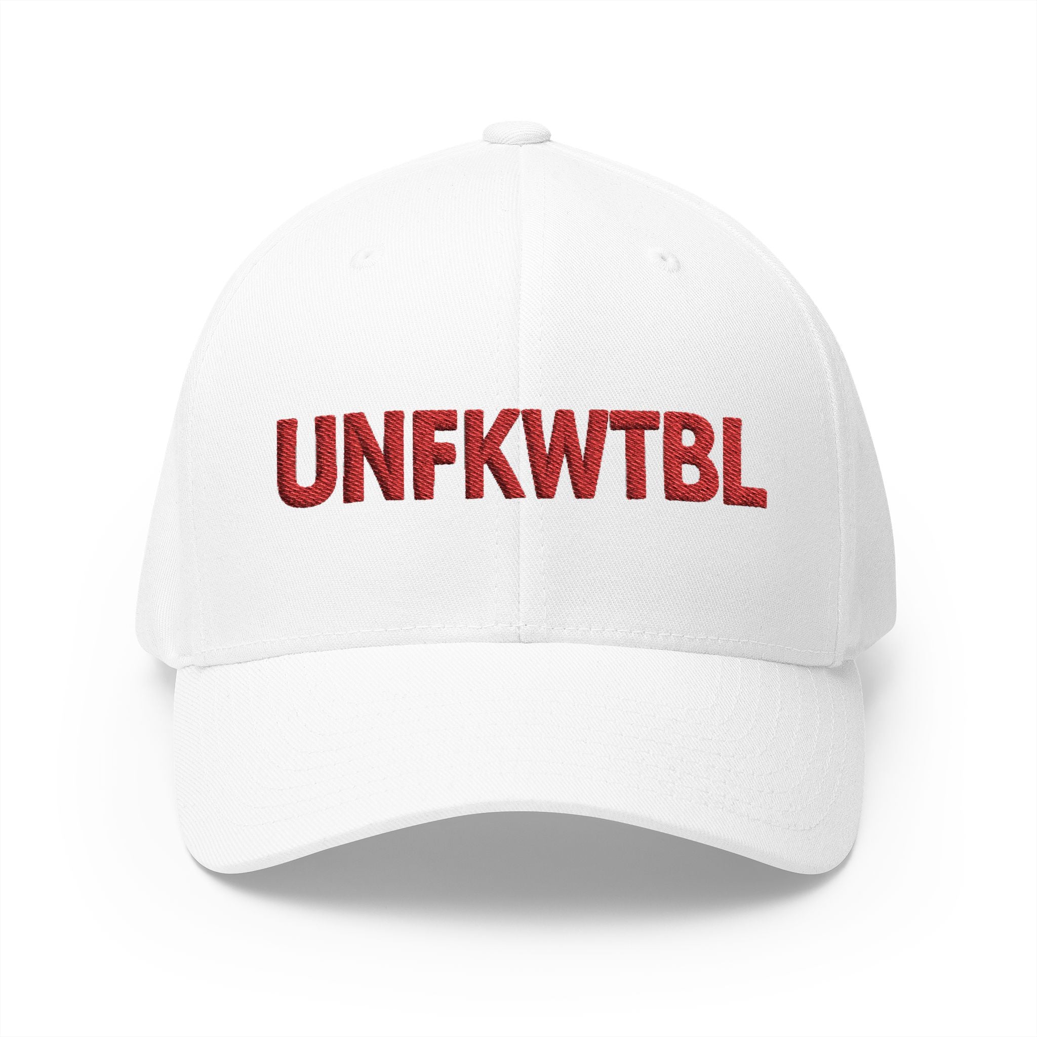 Embroidered UNFKWTBL Cap — Bold Red Lettering Baseball Hat
