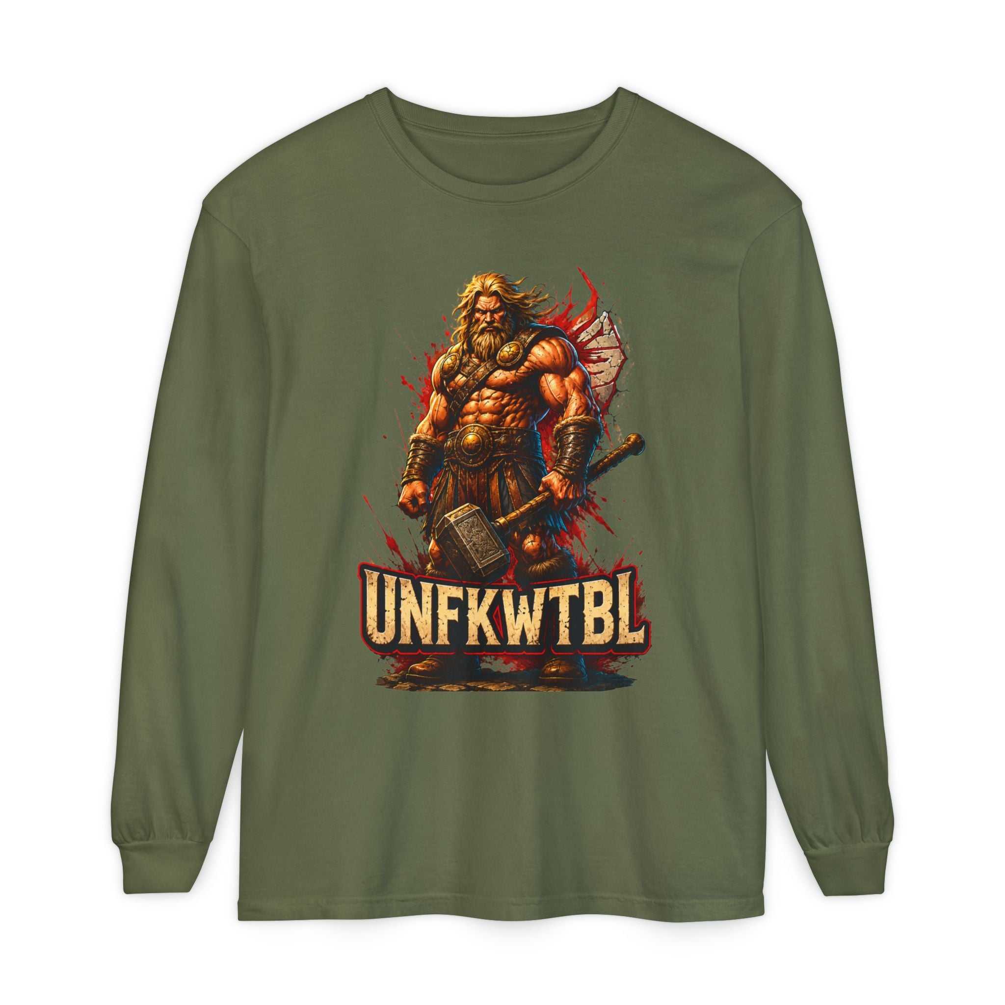 Viking Warrior Long Sleeve Tee — 'UNFKWTBL' Graphic