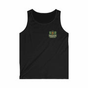 Men's black Memorial Tribute Tank Top with patriotic military emblem, casual summer sleeveless shirt