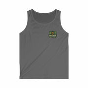 Men's Memorial Tribute Tank Top in gray with patriotic military emblem, lightweight and soft cotton casual summer wear
