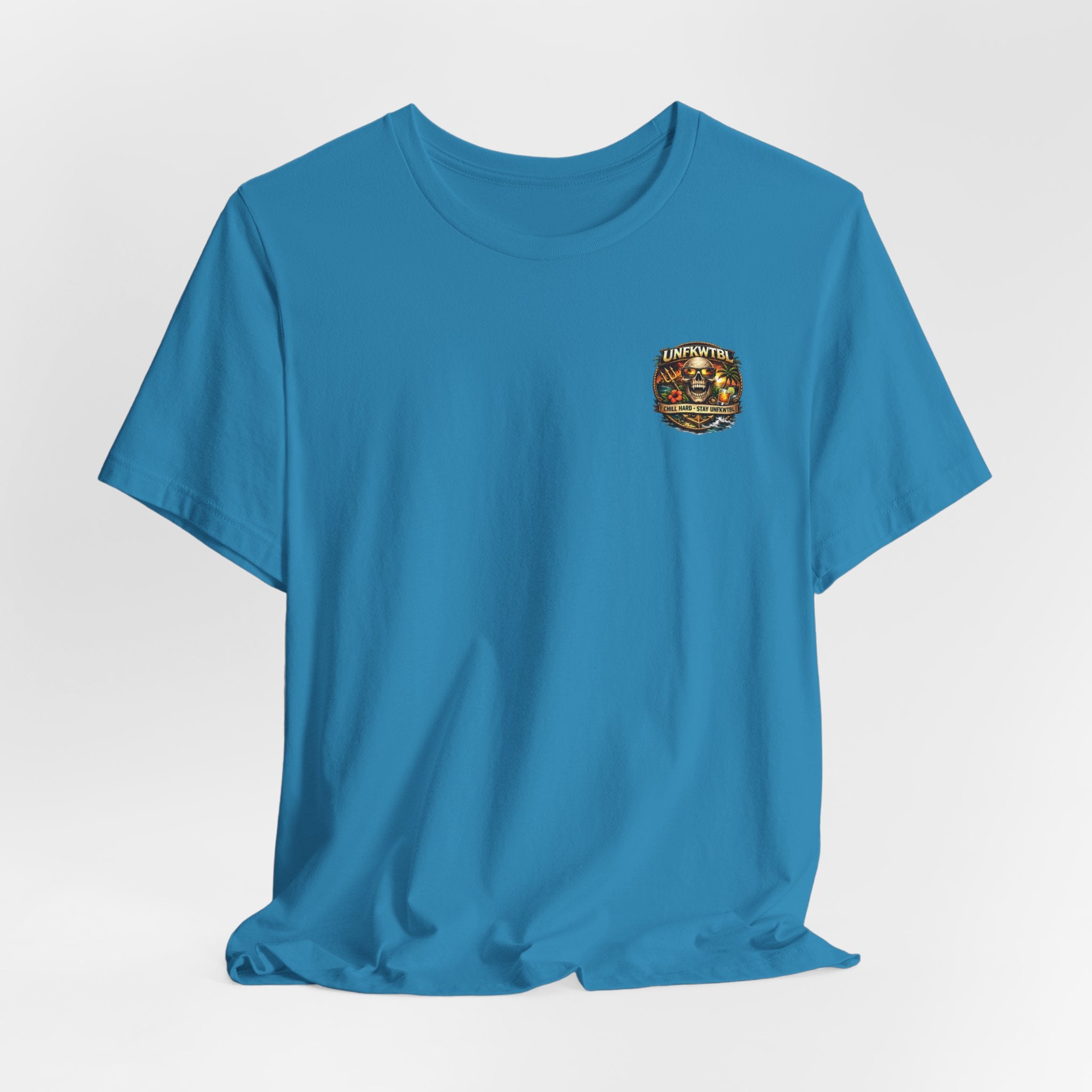 Island State of Mind Graphic Tee — "Stay UNFKWTBL" Tropical Hula Girl Shirt