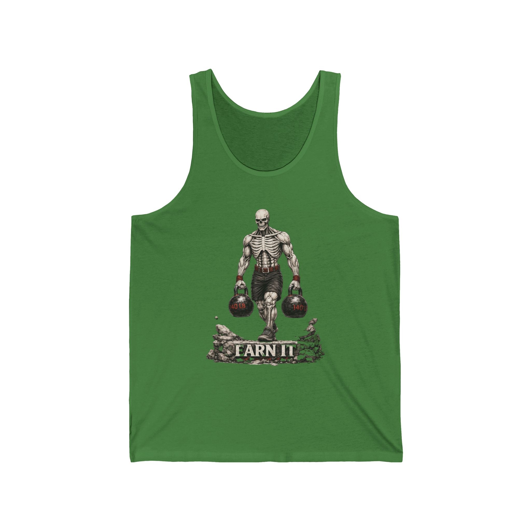 Tank Top — "Earn It" Kettlebell Skeleton Gym Tank