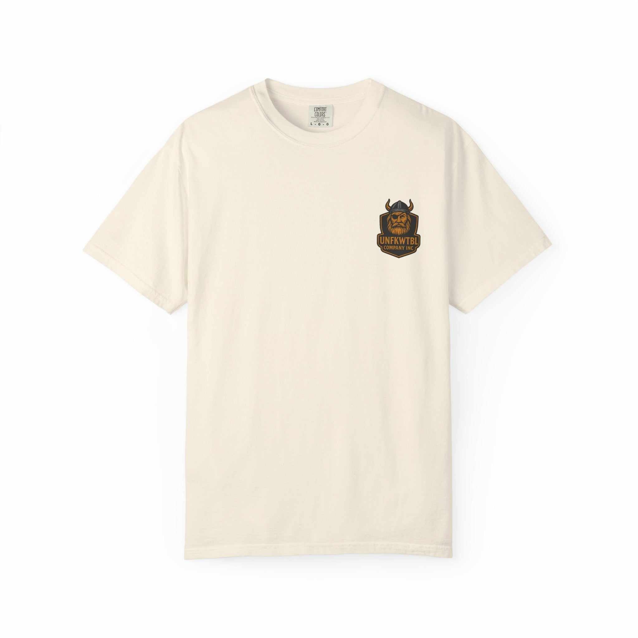 Unisex garment-dyed T-shirt with Beast King graphic in vintage style on cream fabric