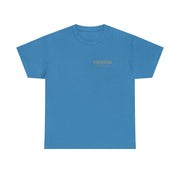 Blue unisex heavy cotton t-shirt with Michael Myers Calm Before the Kill design, durable and comfortable Halloween tee.