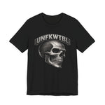 Skull Graphic Tee with 'UNFKWTBL' Banner — Gothic Skull T-Shirt