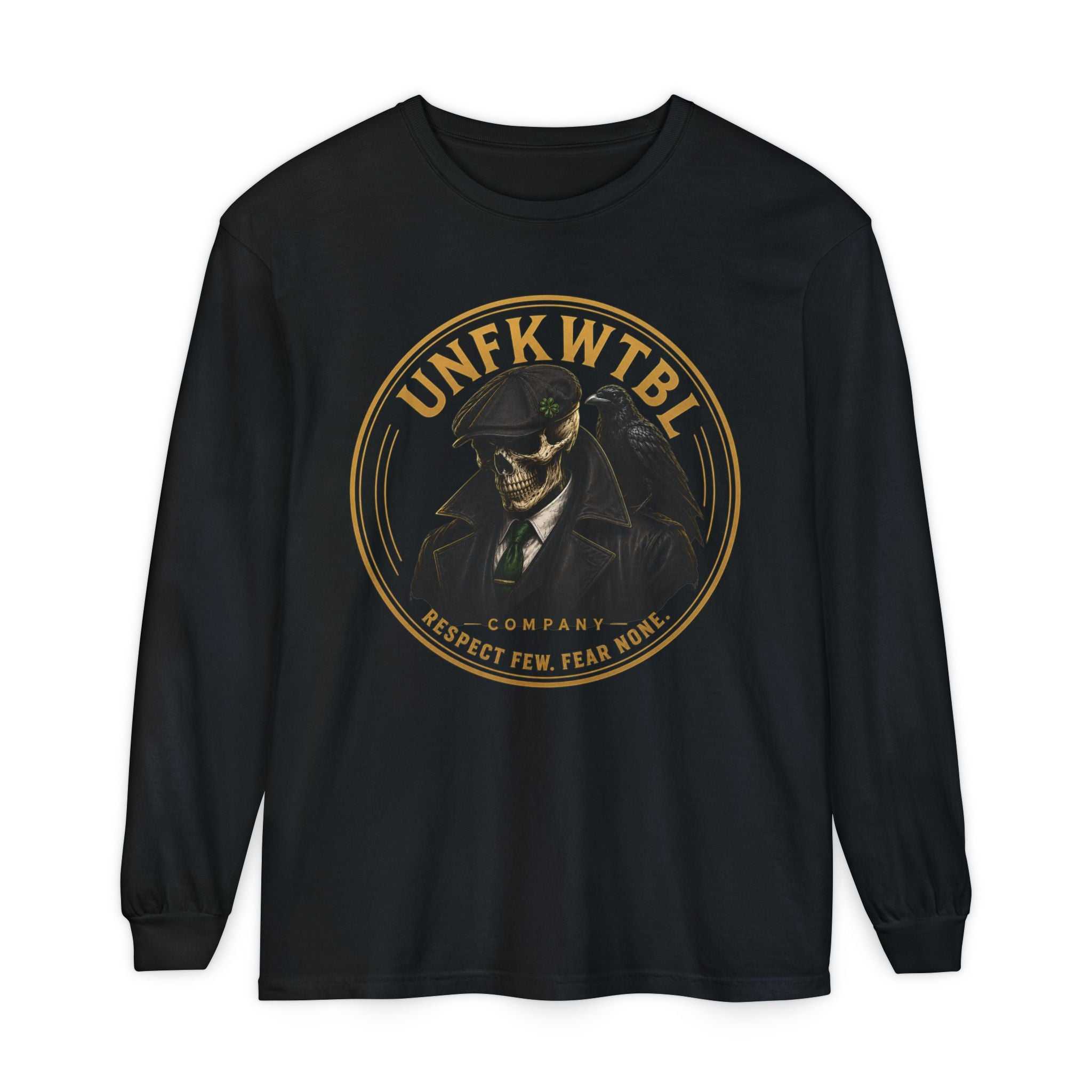 Skull Detective Long Sleeve T-Shirt with vintage noir graphic and garment-dyed soft cotton