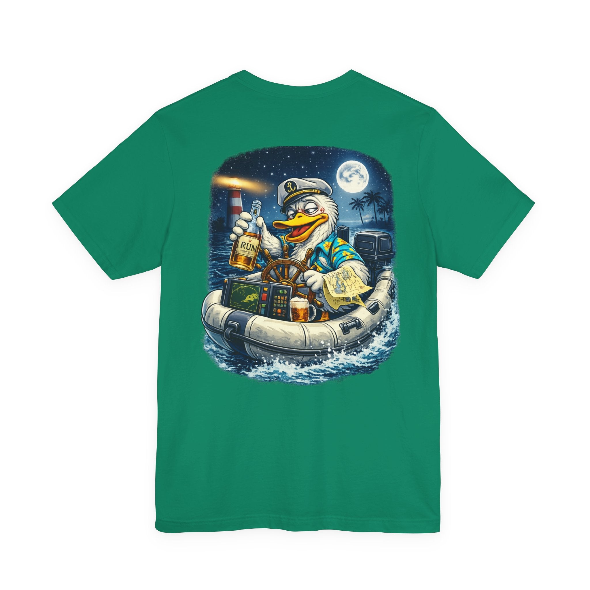 Duck Captain Graphic Tee — Sailor Duck Drinking Rum Retro Beach Shirt