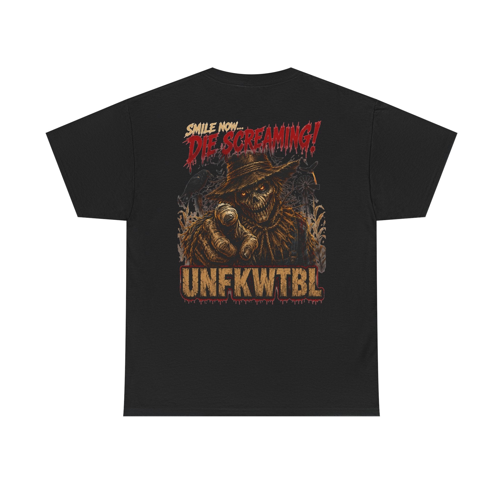 Horror Graphic Tee — "They’re Screaming" Scarecrow Design (UNFKWTBL)