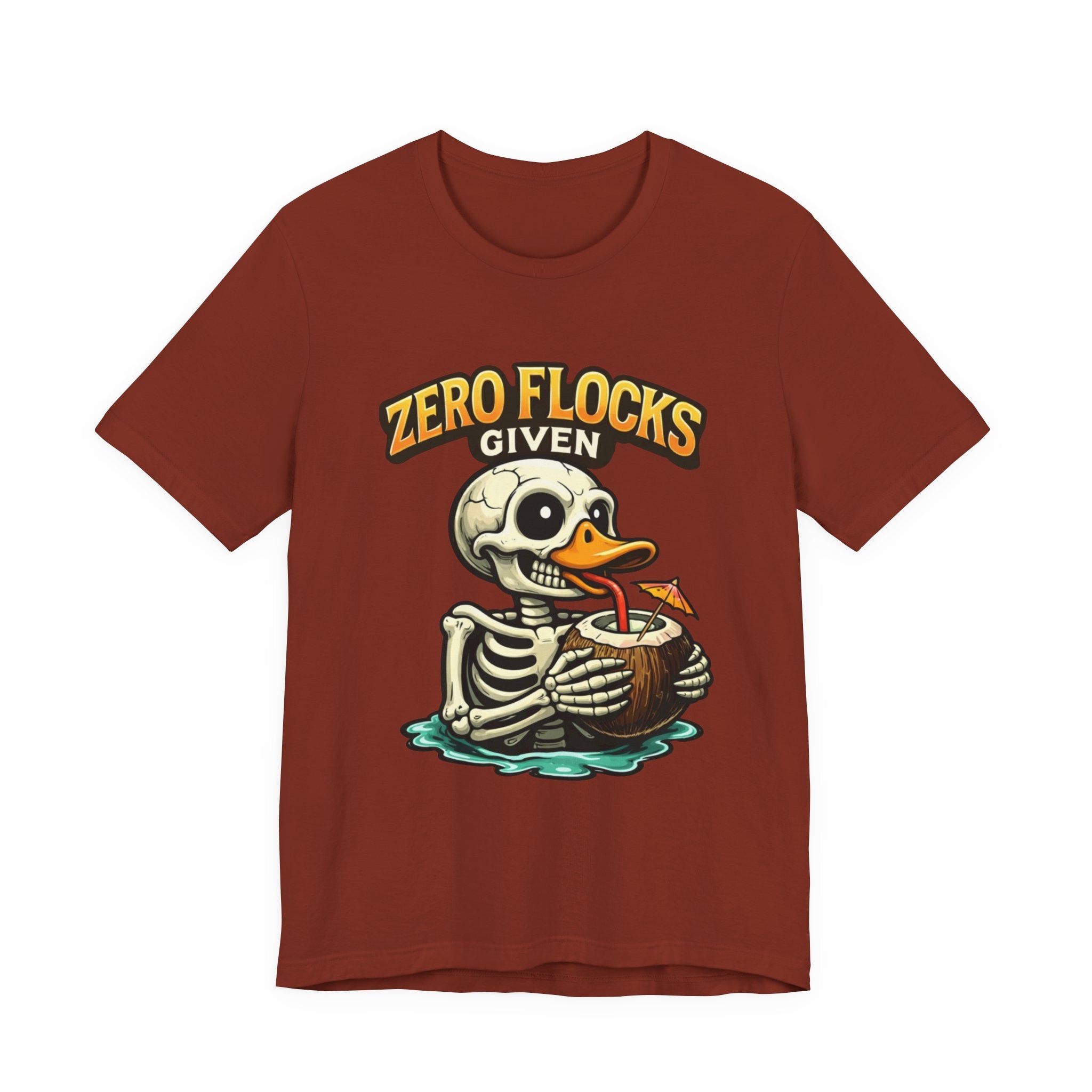 T‑Shirt — "Zero Flocks Given" Skeleton Duck Graphic Tee