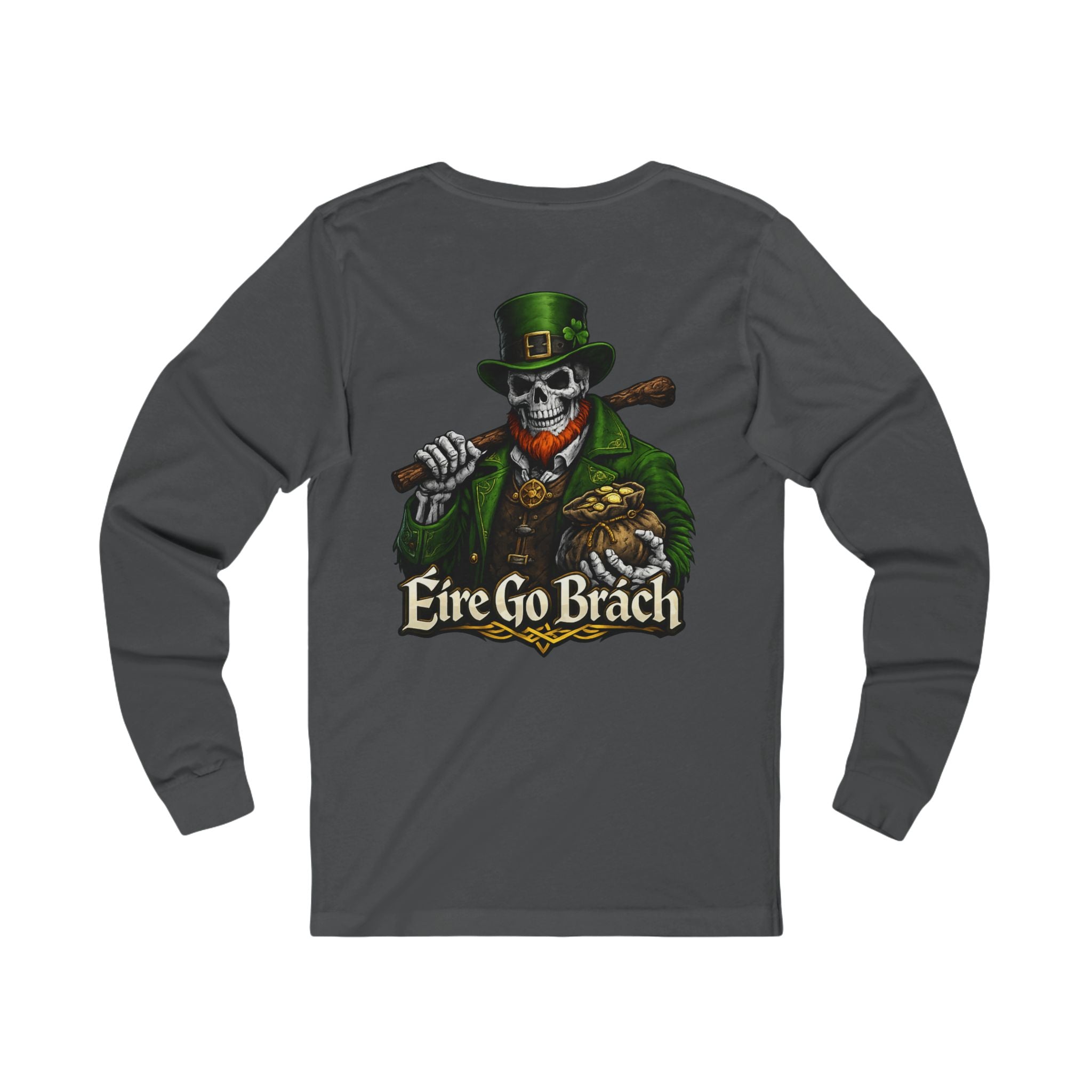 Irish Skull Leprechaun Long Sleeve Tee — “Éire Go Brách” St. Patrick’s Shirt