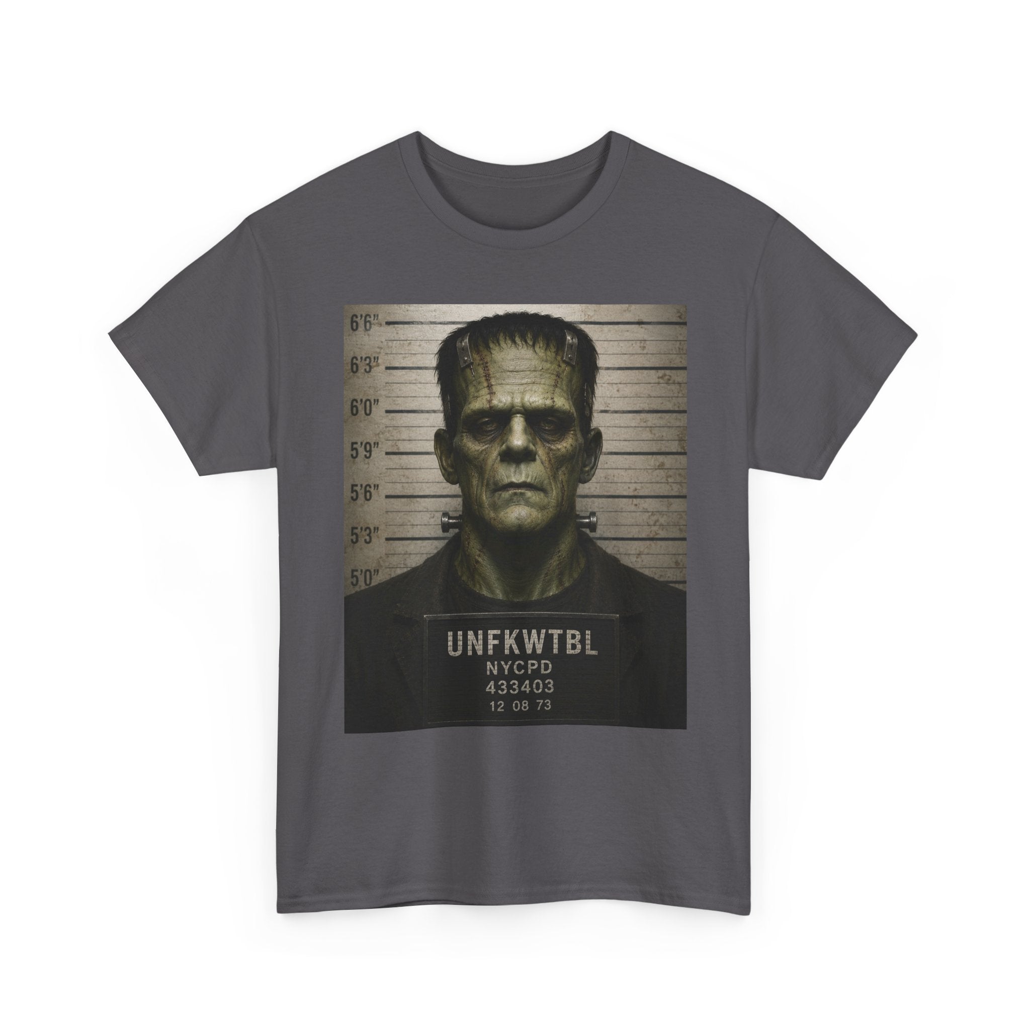 Frankenstein Mugshot Tee — Vintage Monster Mugshot Graphic T-Shirt