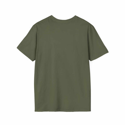 Unisex olive green crew neck T-shirt made of 100% ring-spun cotton with classic fit and ribbed collar, suitable for year-round wear